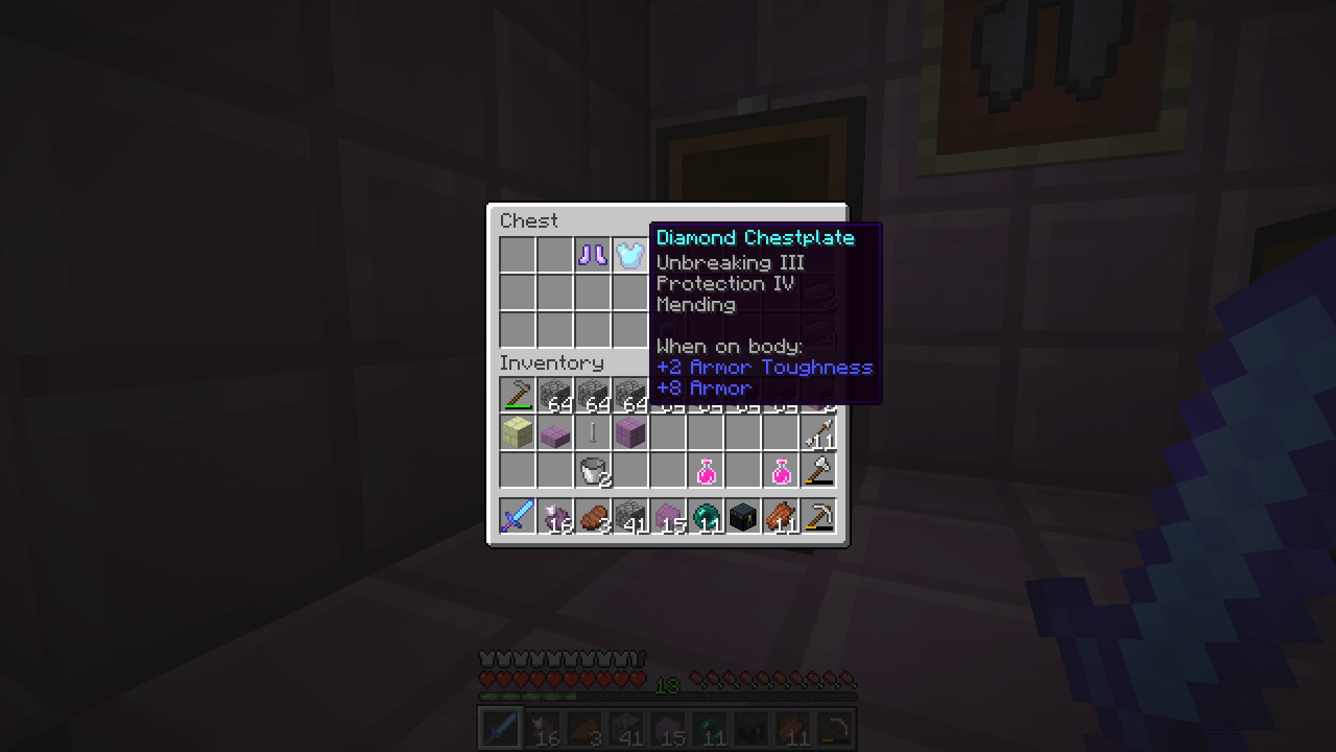 I found the best possible chestplate in an EndCity. Sad i use elytra
