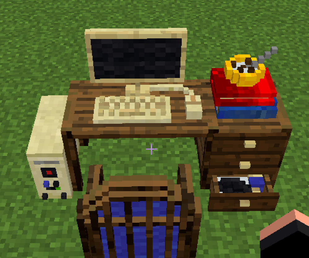A vintage kinda desk with old PC and cereal > r/Minecraft
