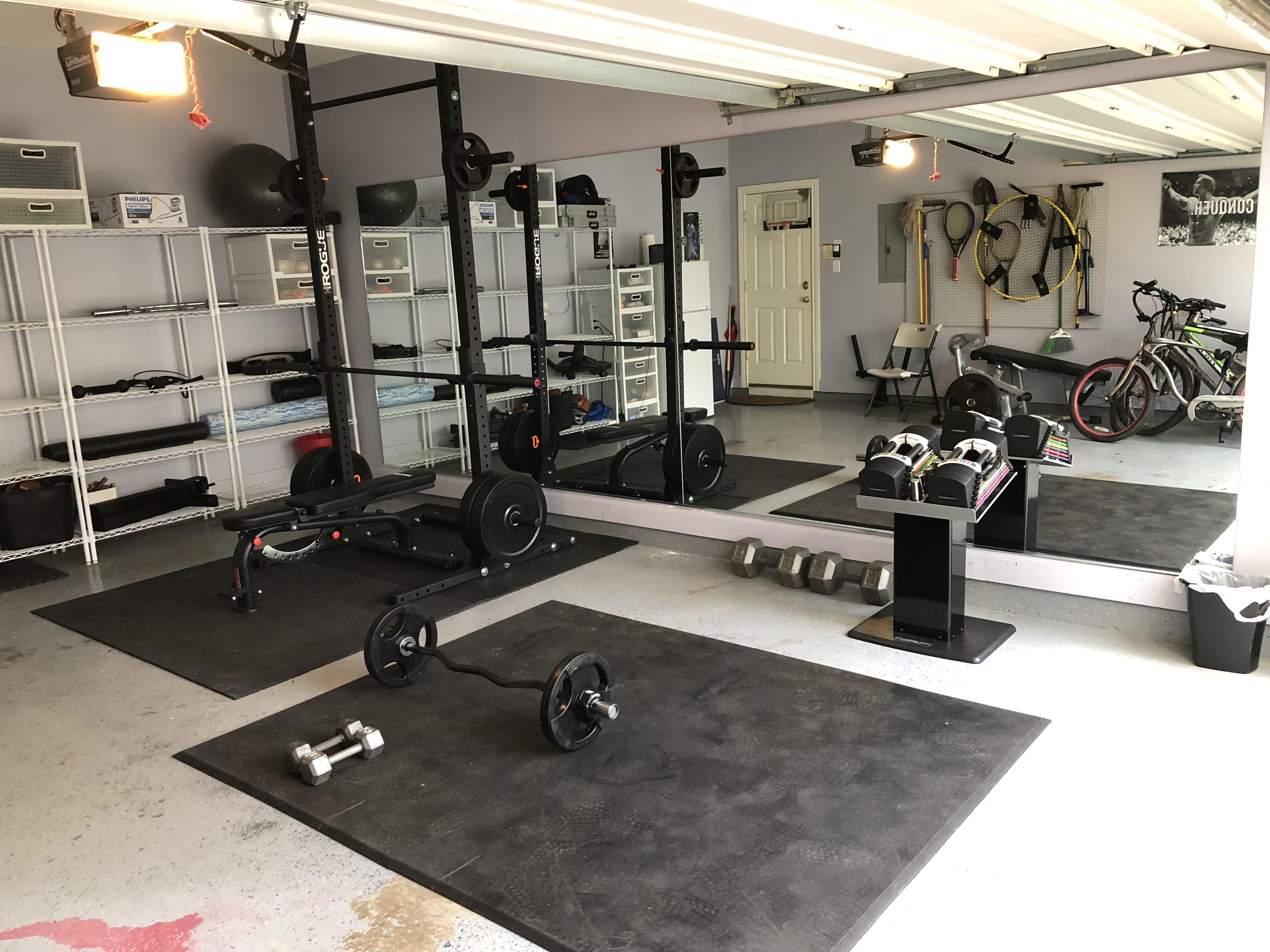 Garage gym finally complete, more or less. r/homegym