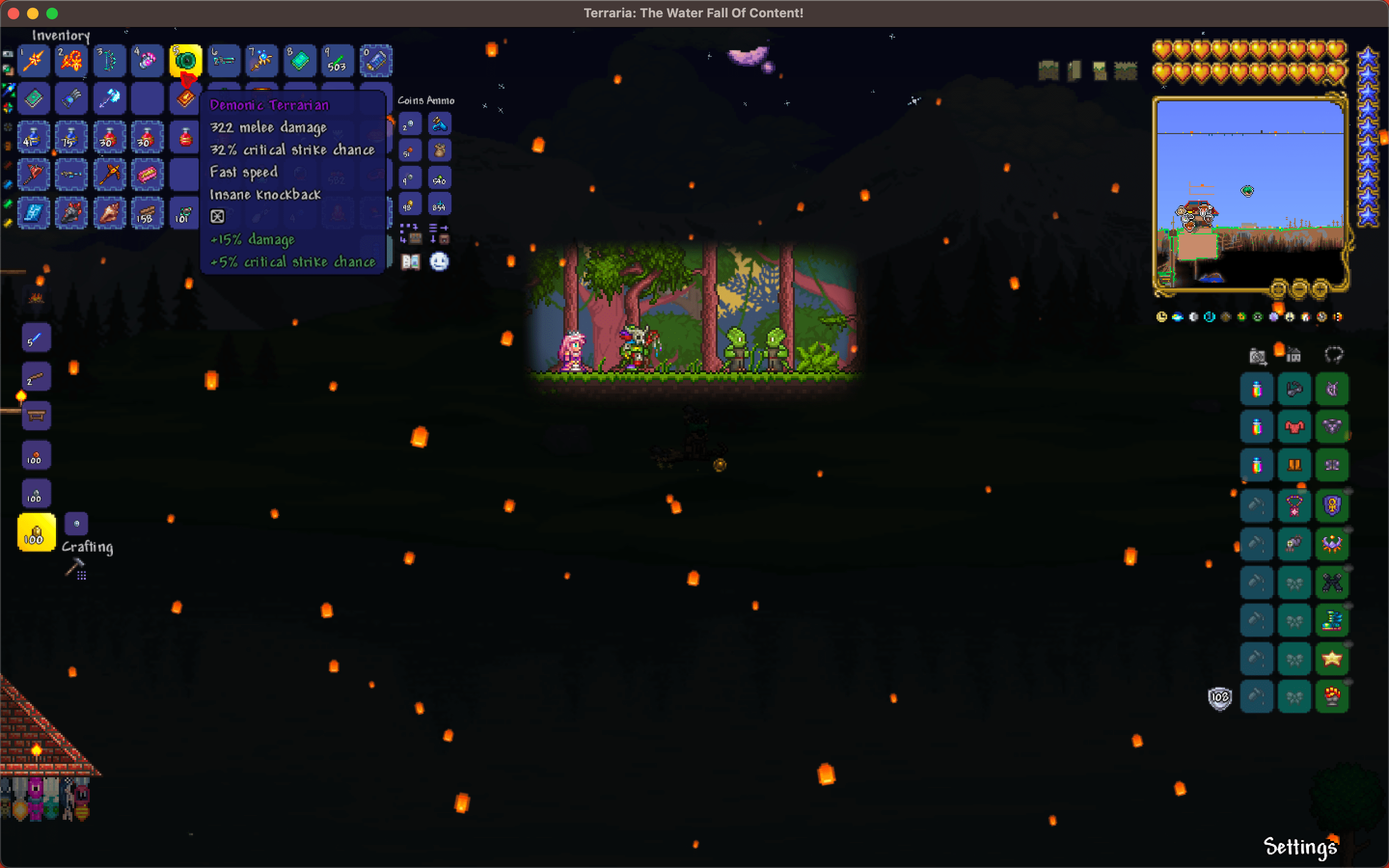 Why does my terrarian do basically 1.5 times more damage than a zenith