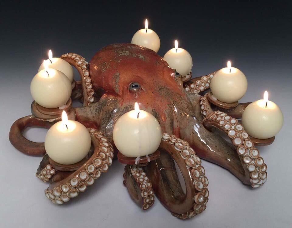 This octopus candle holder that my sister hand made at her pottery shop