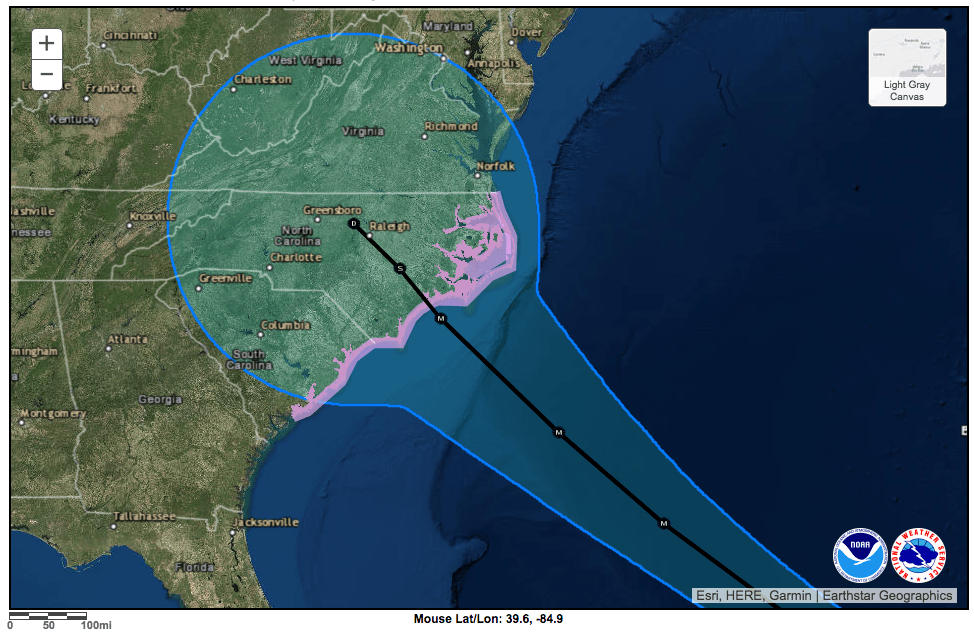 5AM from National Hurricane Center is more promising for Norfolk r