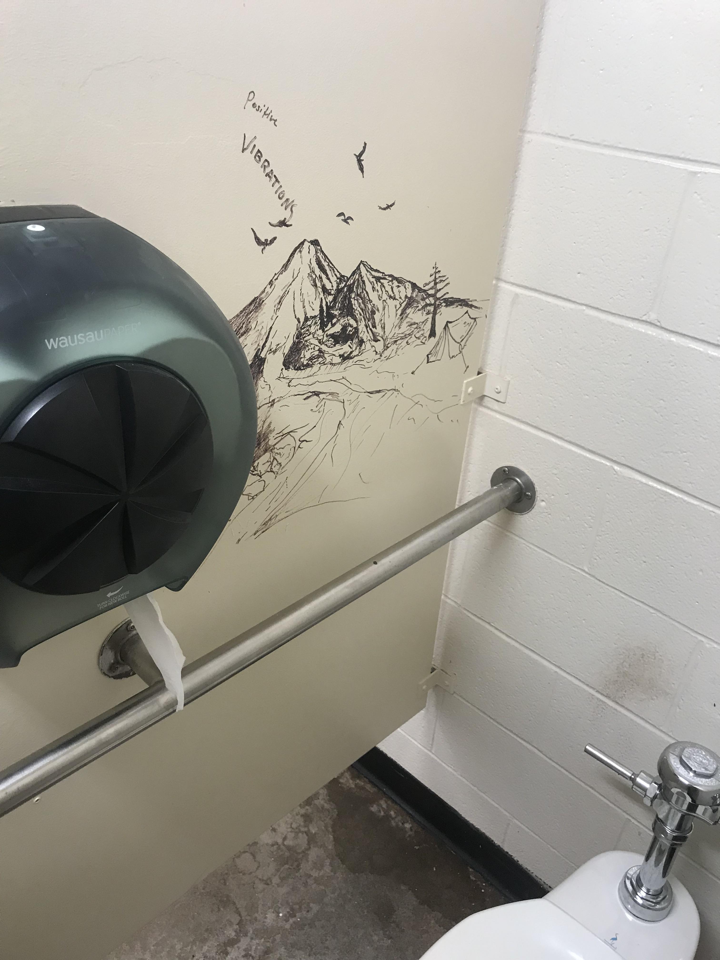 A surprisingly nice piece of bathroom stall art. r/mildlyinteresting