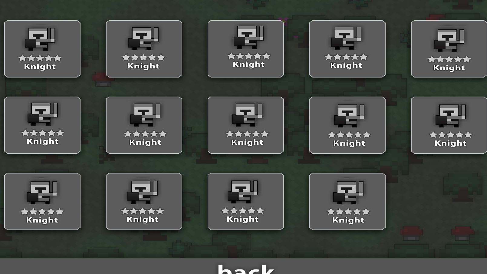 What character selection screen looks like to a blue star ppe only