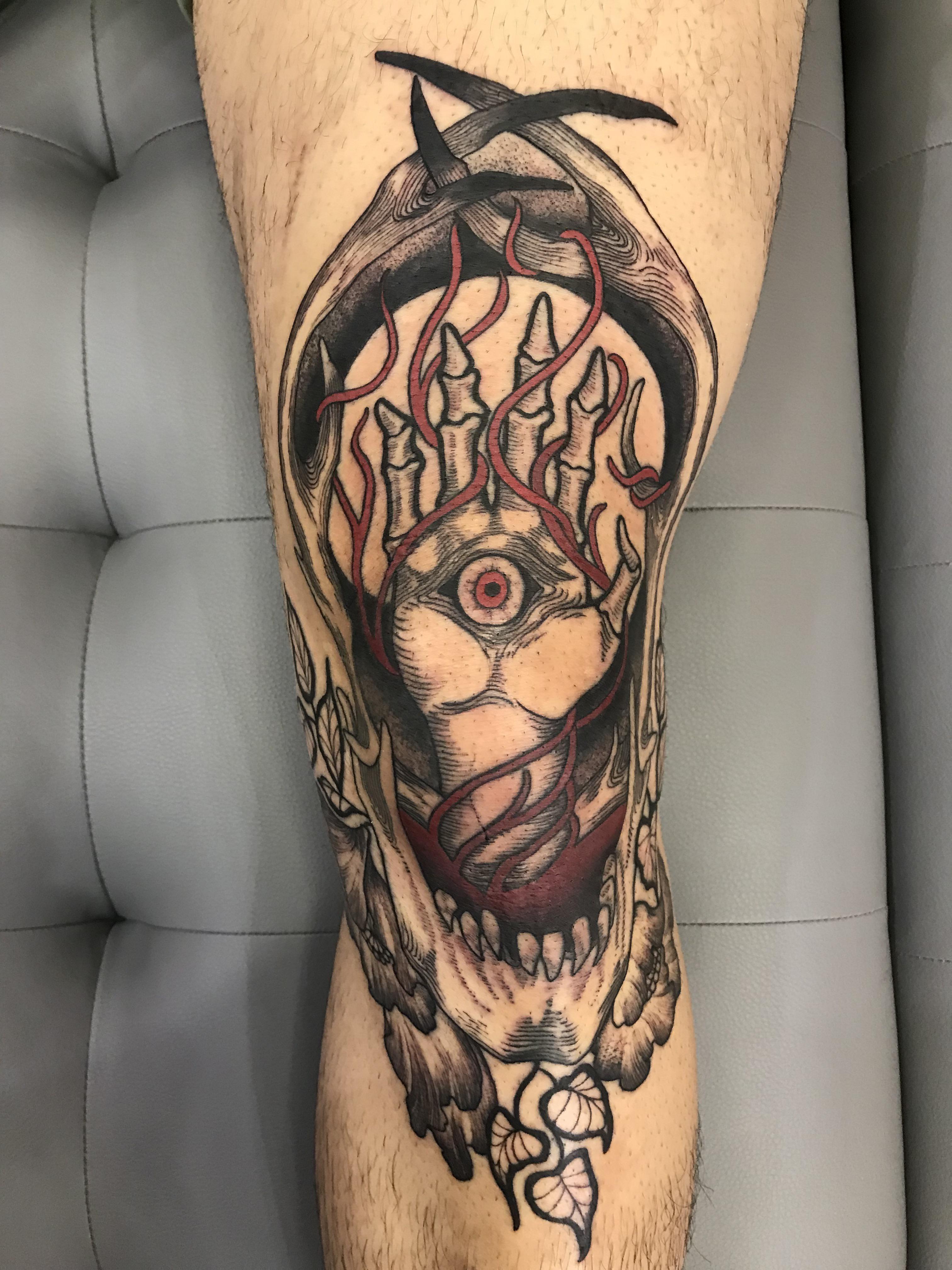 Got my knee blasted today by Adam at LeRoux Body Art and Adornment