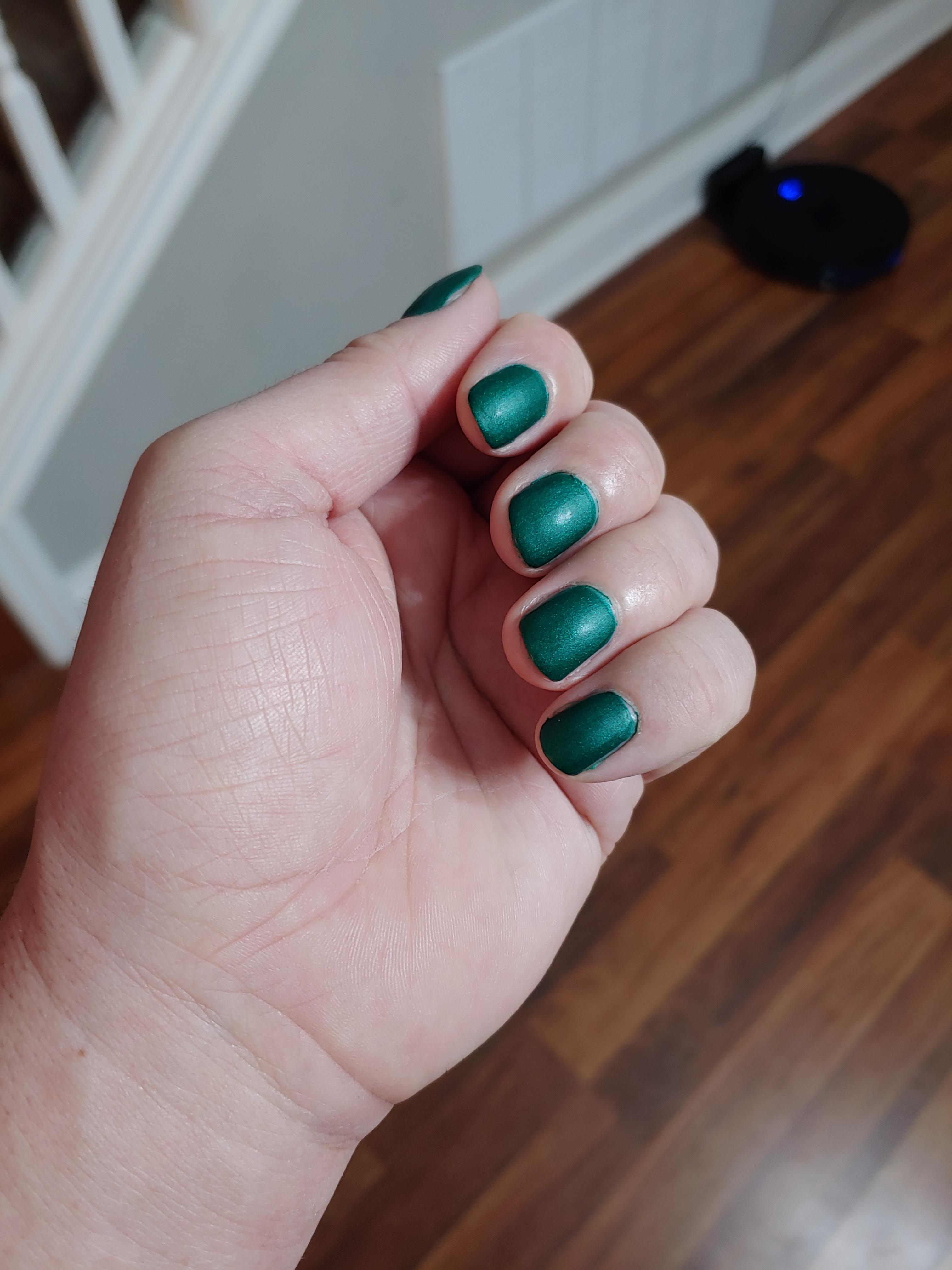 The first manicure from my Zoya haul. They're more matte than the pic