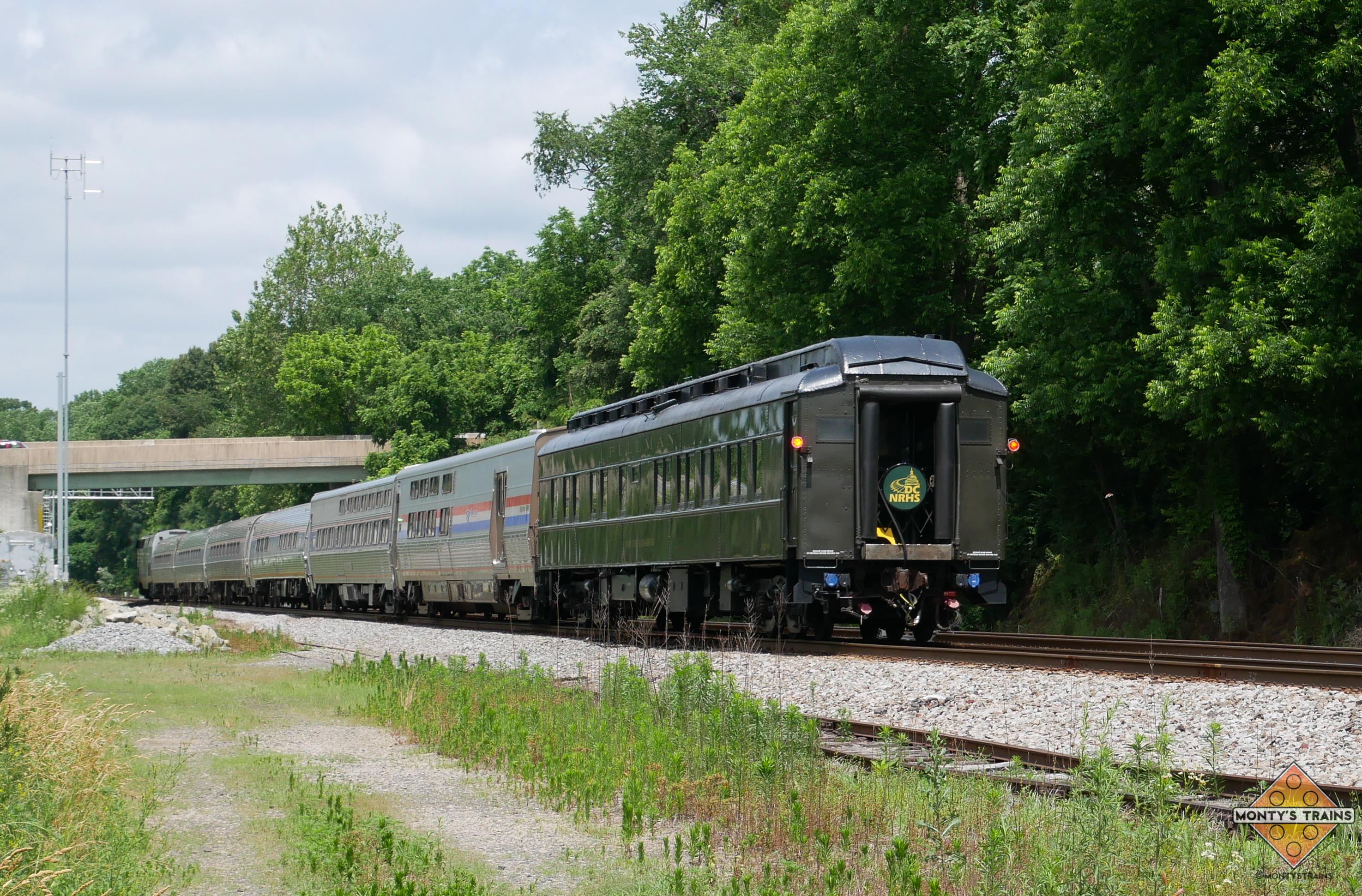 Private Car "Dover Harbor" brings up the markers on Amtrak's Westbound