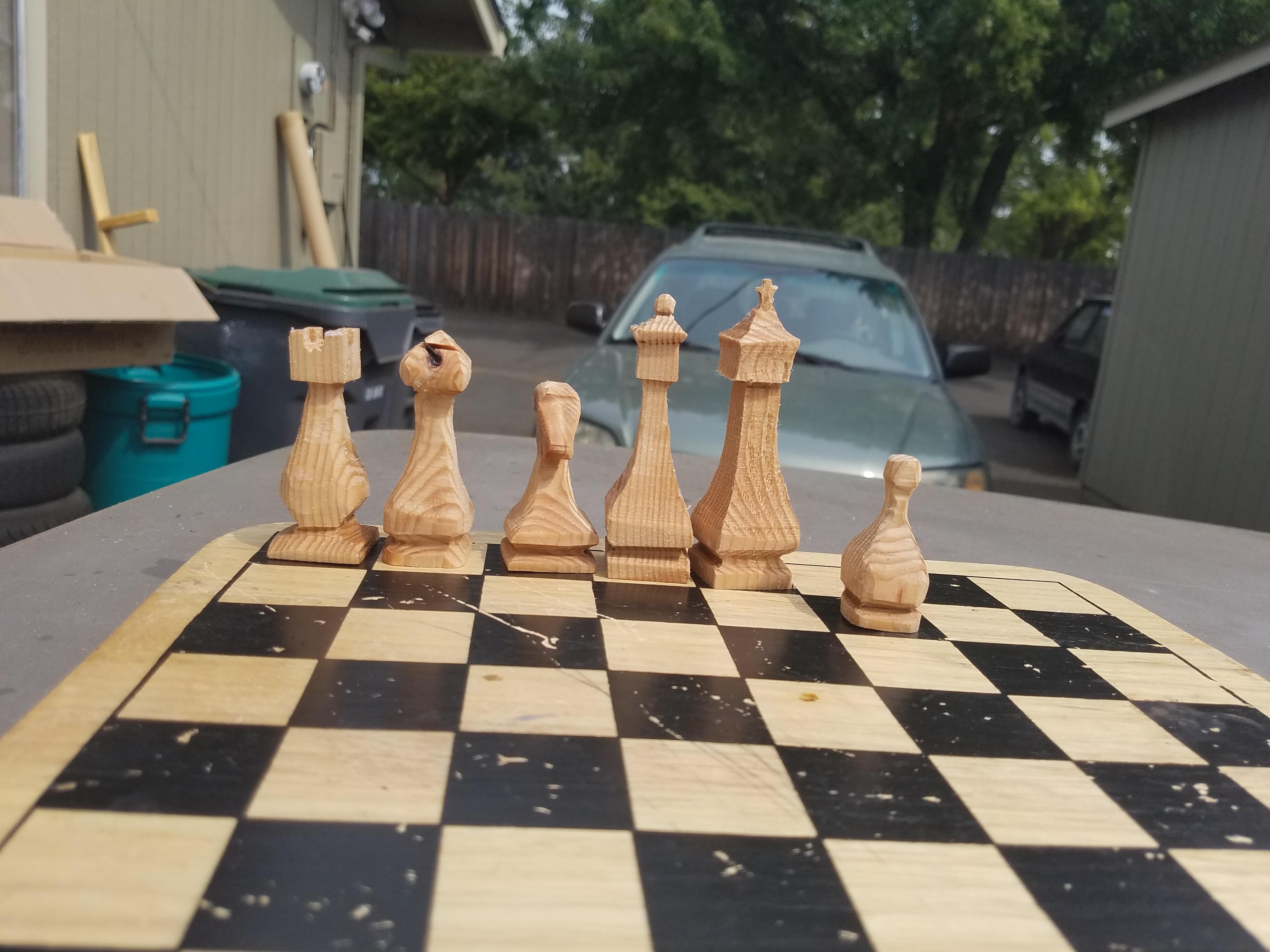 Decided to try my hand at bandsaw chess peices. My process needs some