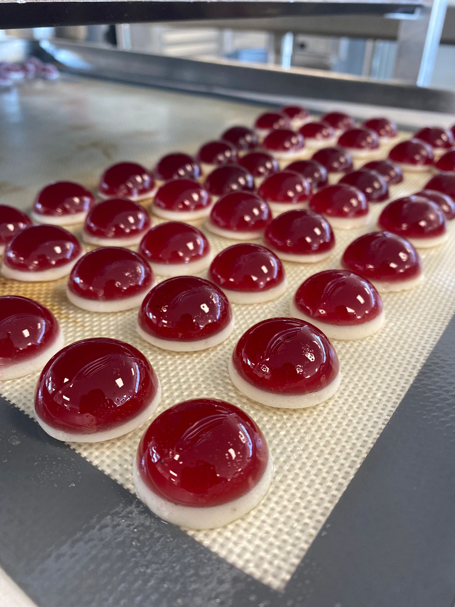 Fresh strawberry gummies! Made today in my pastry school ) r