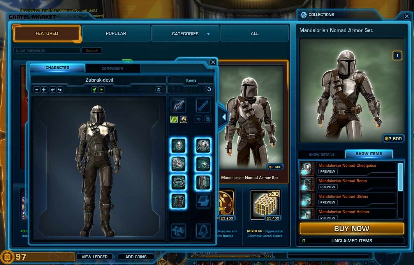 They literally added Din Djarin's armor. Also servers are up ! r/swtor