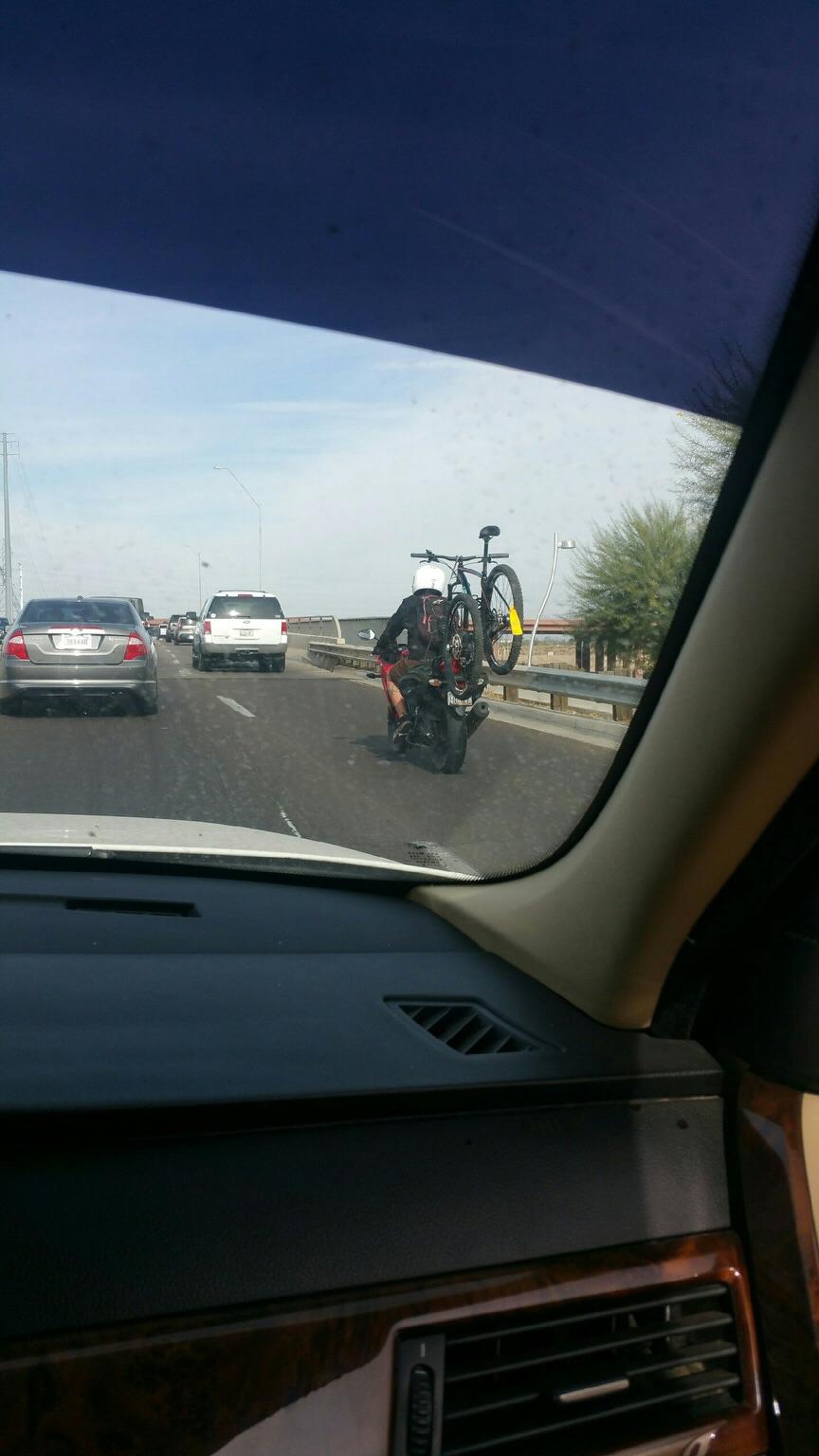Motorcycle carrying a bicycle r/mildlyinteresting
