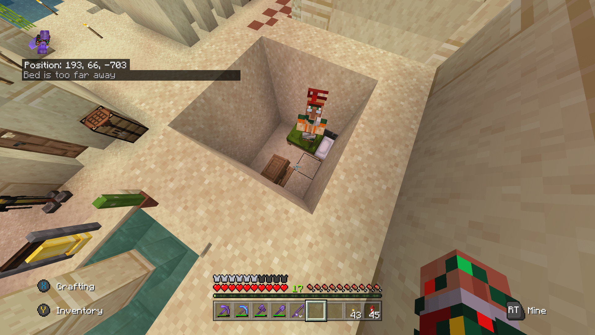 my villager has a bed yet won't sleep in it, can someone help me r