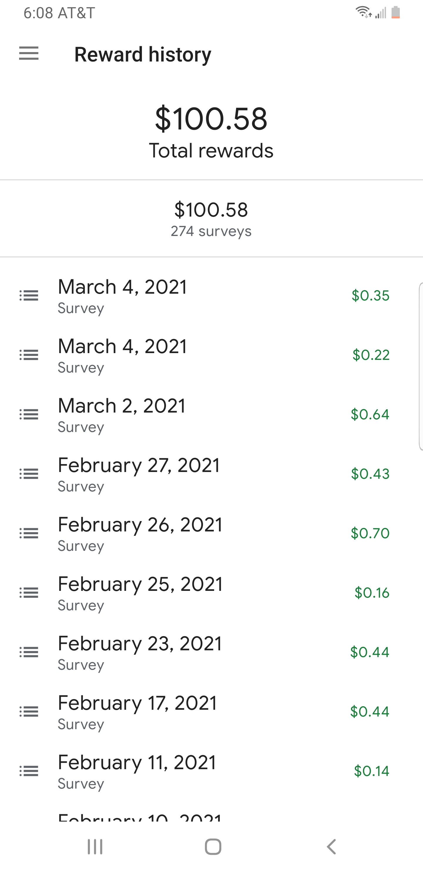 Mostly from Home Depot/Lowes visits. r/GoogleOpinionRewards