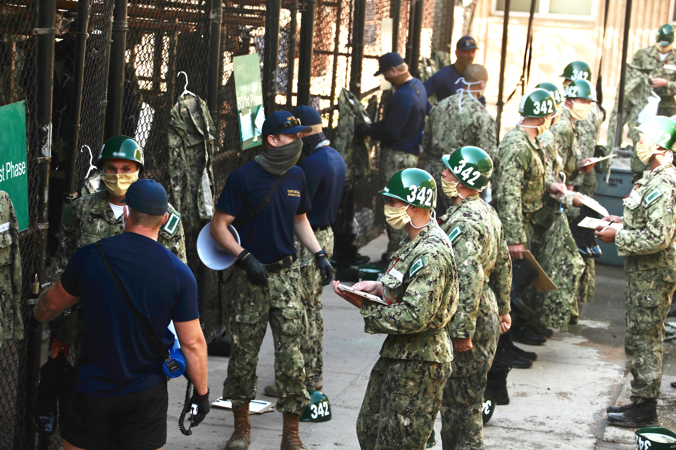 SEAL candidates participate in a personnel inspection during BUD/S