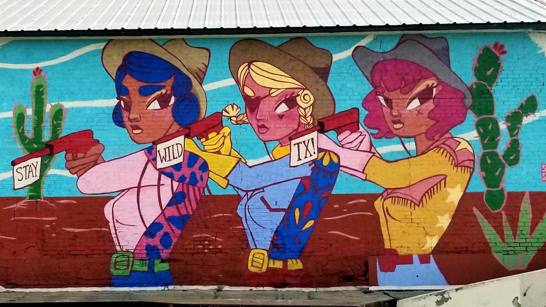 "Stay Wild, Texas" mural near the Trinity River Overlook in Oak Cliff