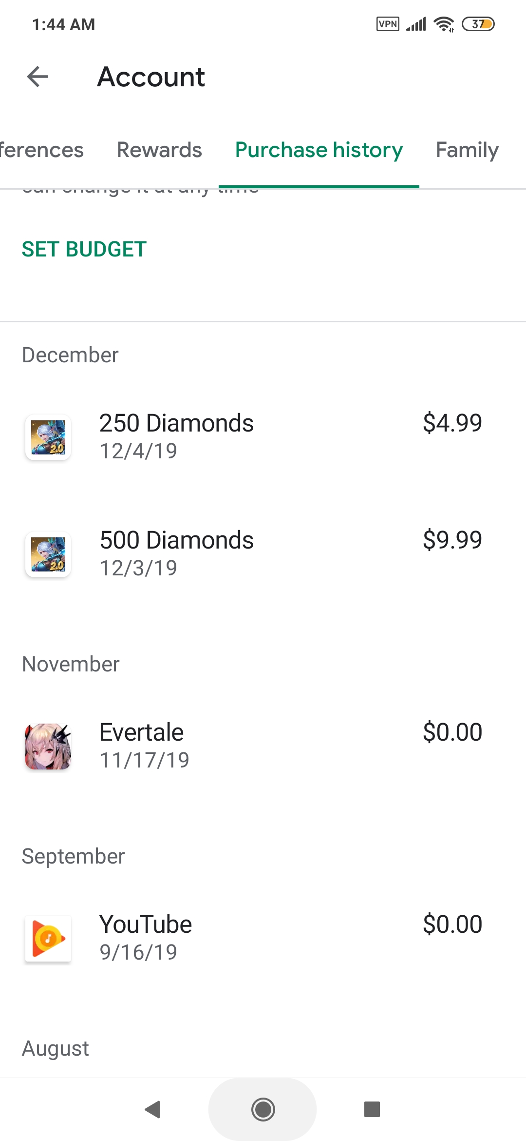 I want to know how remove google play purchase history in a google play