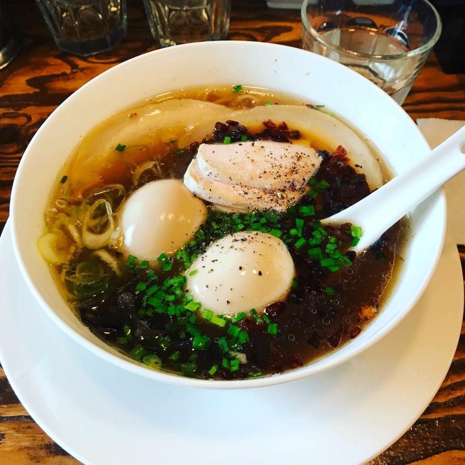 [Fresh] Tori Shoyu Ramen with extra pork chashu, chicken chashu and egg r/ramen