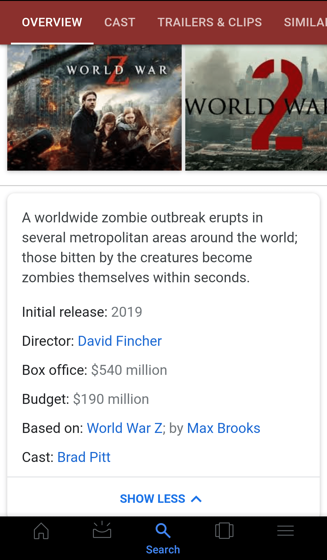 Google shows the box office gross for a film that's supposed to come
