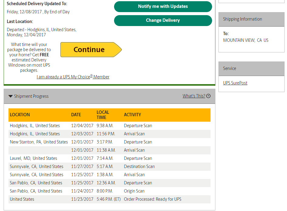 UPS decided to ship my package across the country after first taking it