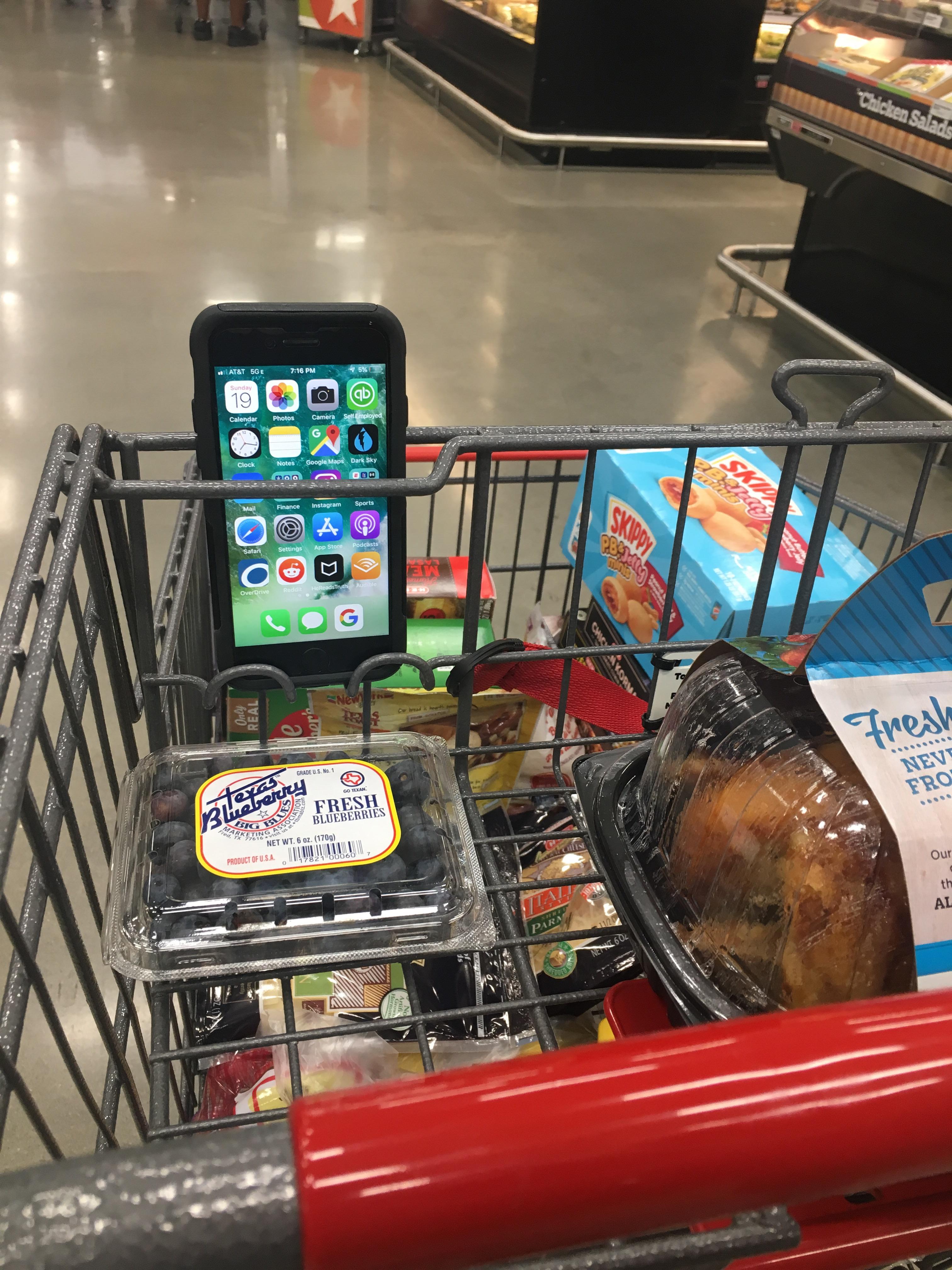 My shopping cart has a phone holder. r/mildlyinteresting