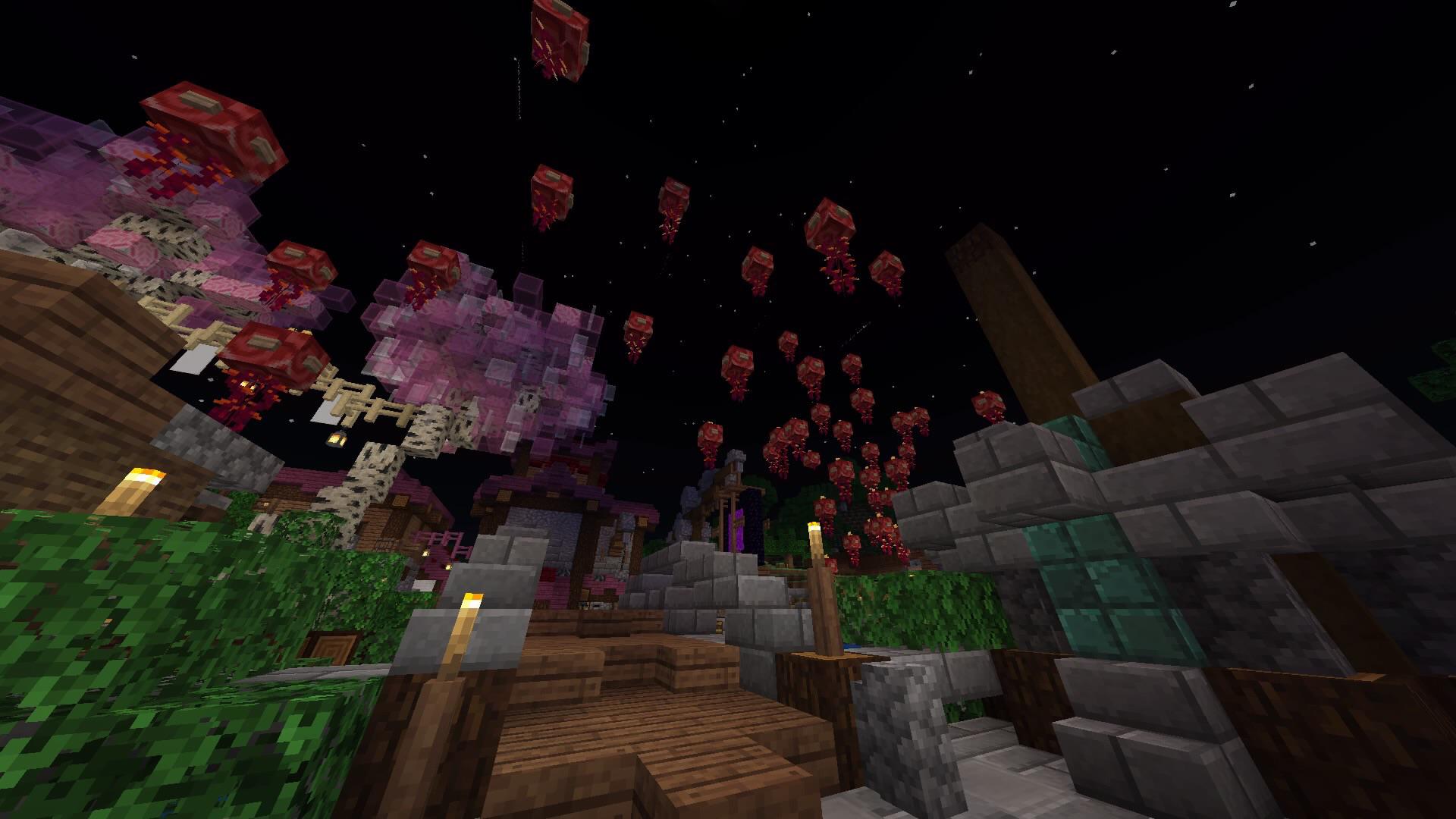 Flying lanterns using crimson vines r/DetailCraft
