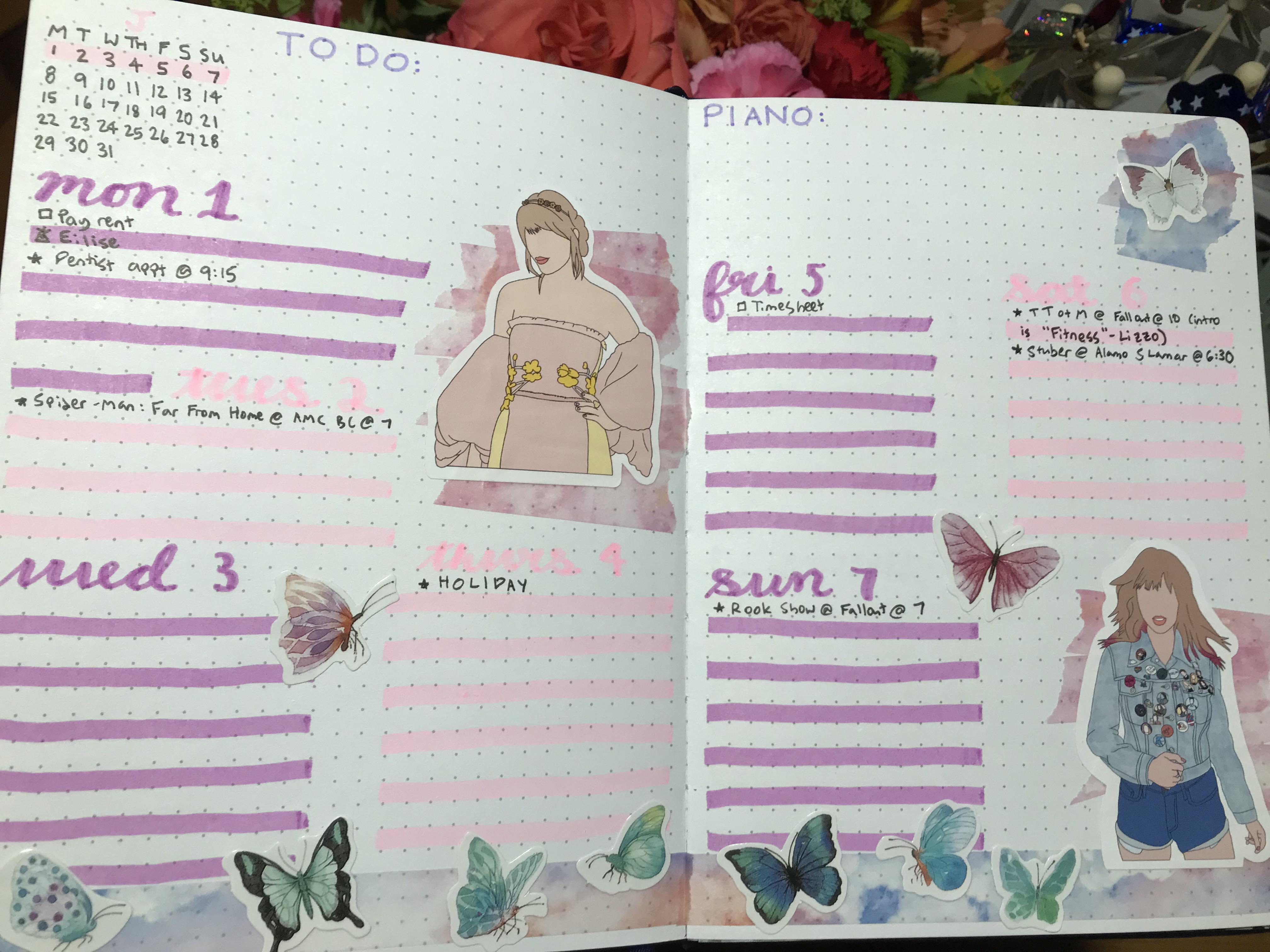 I made a Loverthemed July weekly spread in my bullet journal! (xpost