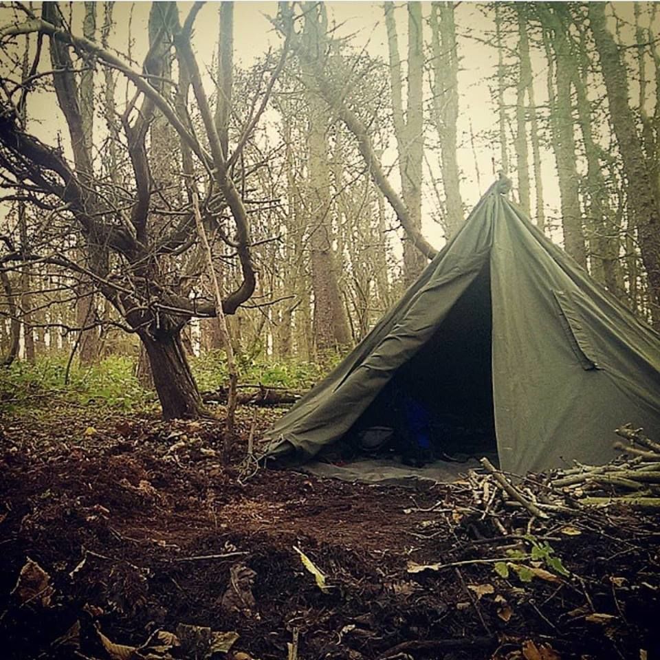 Lavvu tent for stealth camping. You cant be seen in the dark forest