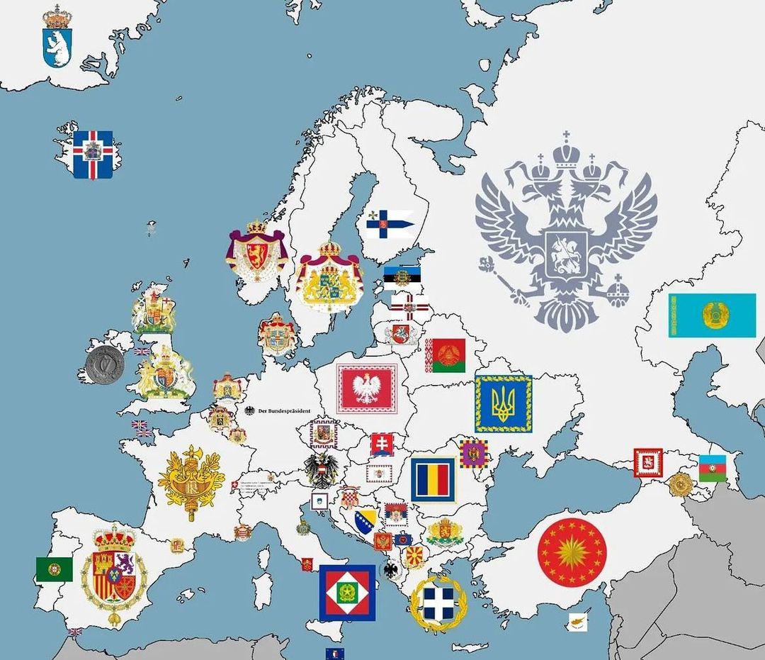 Symbol of the heads of state in the European countries. r/MapPorn