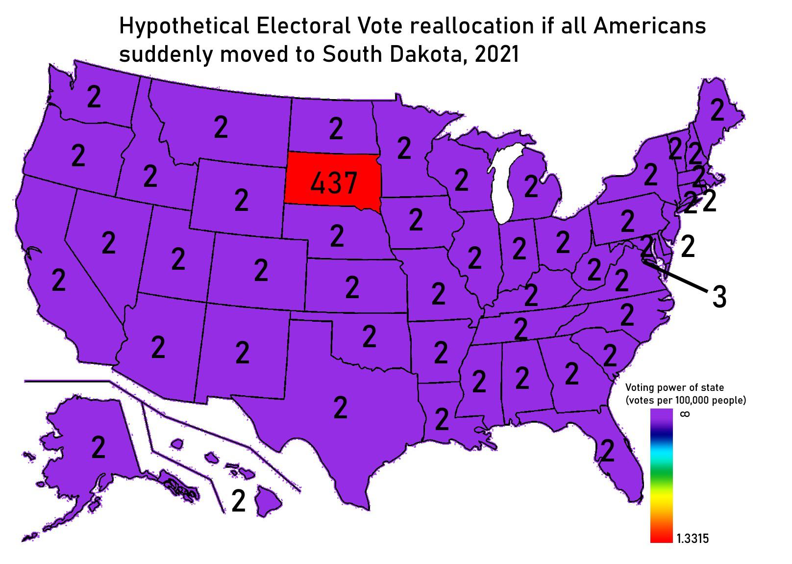 Electoral Votes if everyone moved to South Dakota r/ShittyMapPorn