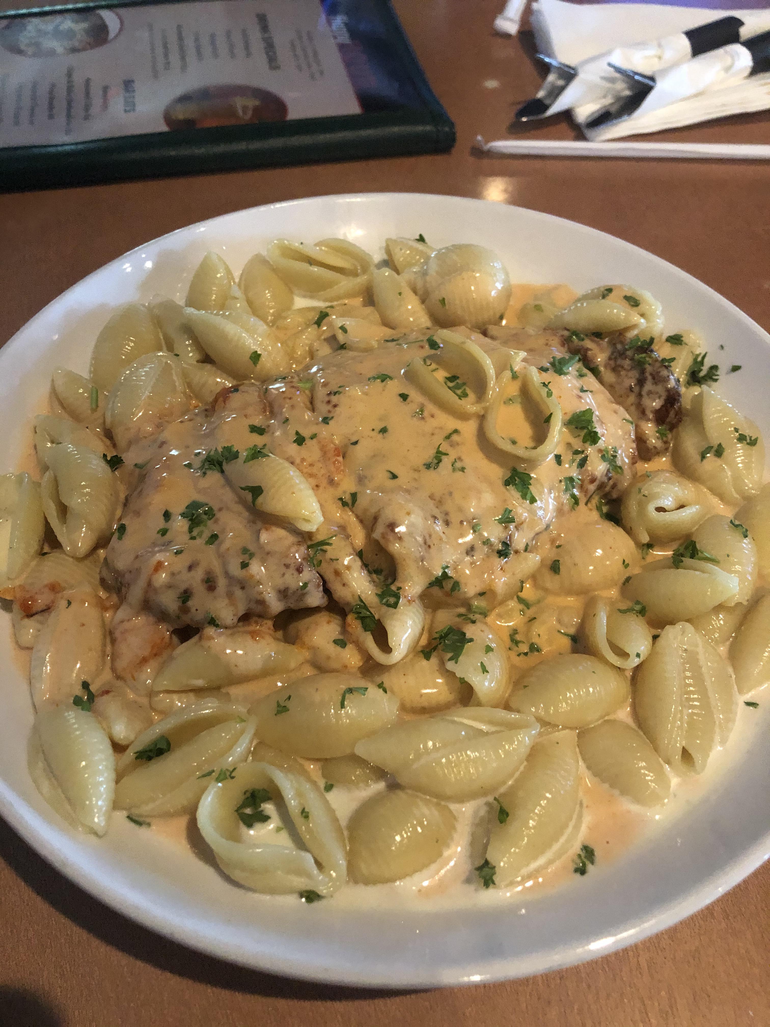 Buffalo chicken Parmesan in a blue cheese cream sauce r/FoodPorn