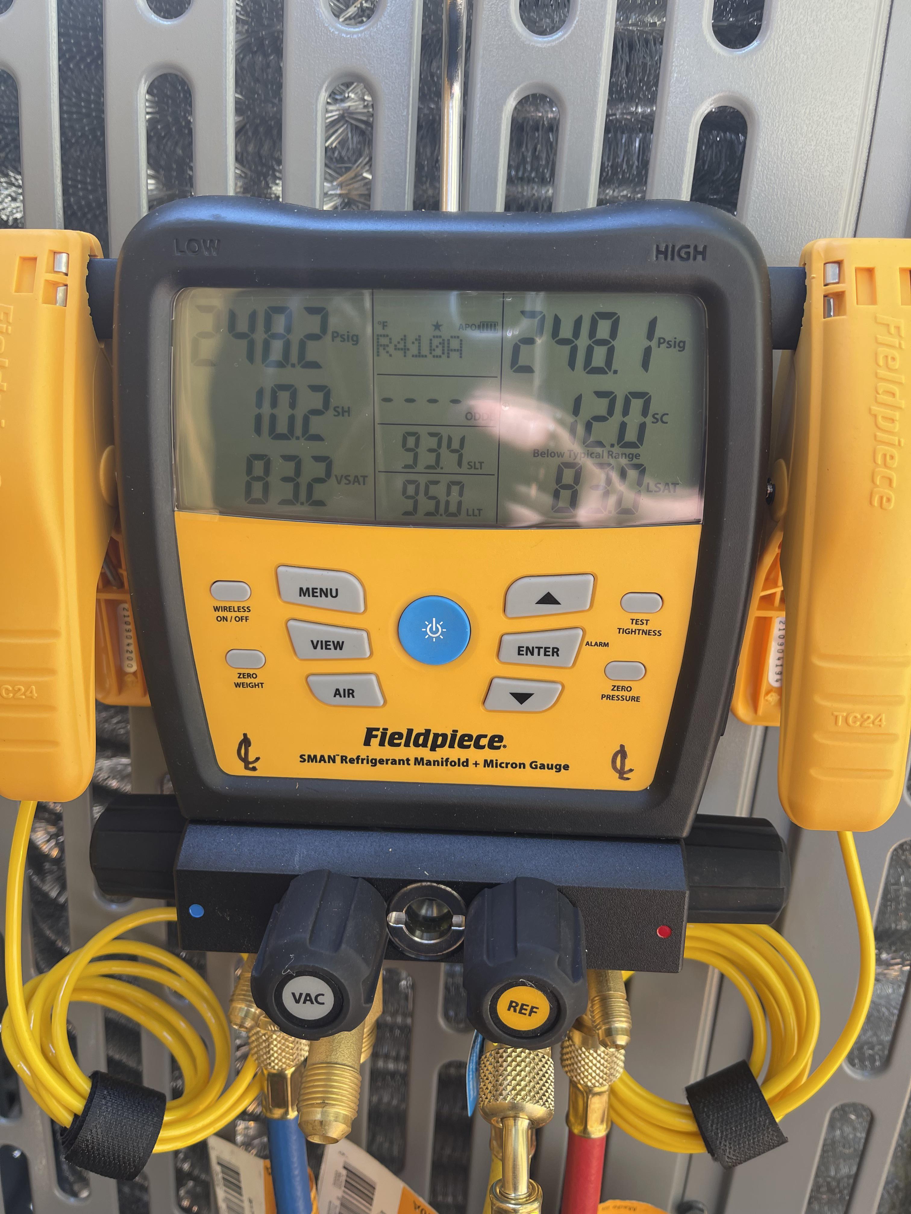 When doing a nitrogen pressure test after installing a new system , is