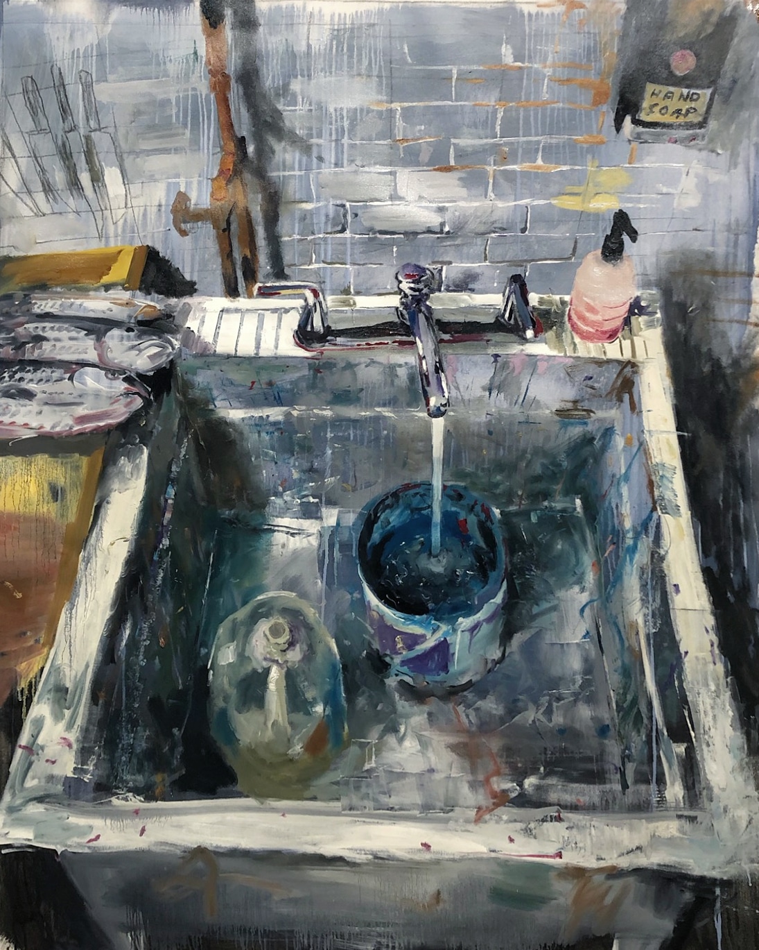 Slop Sink, by Adam O'Day, oil on canvas, 5x3 feet, 2020 r/painting