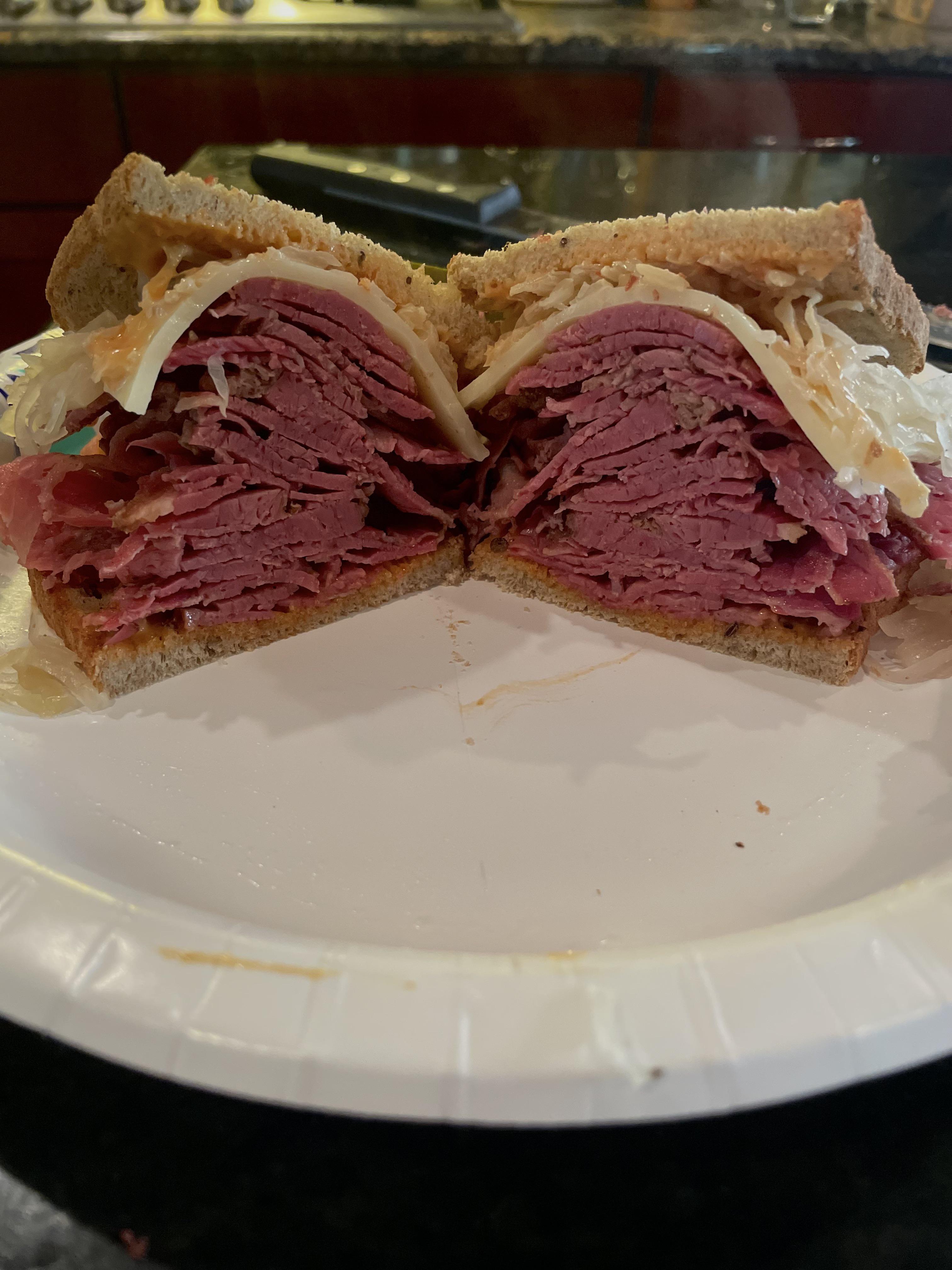 A Ruben made from leftover pastrami that I made for New Years Day. r