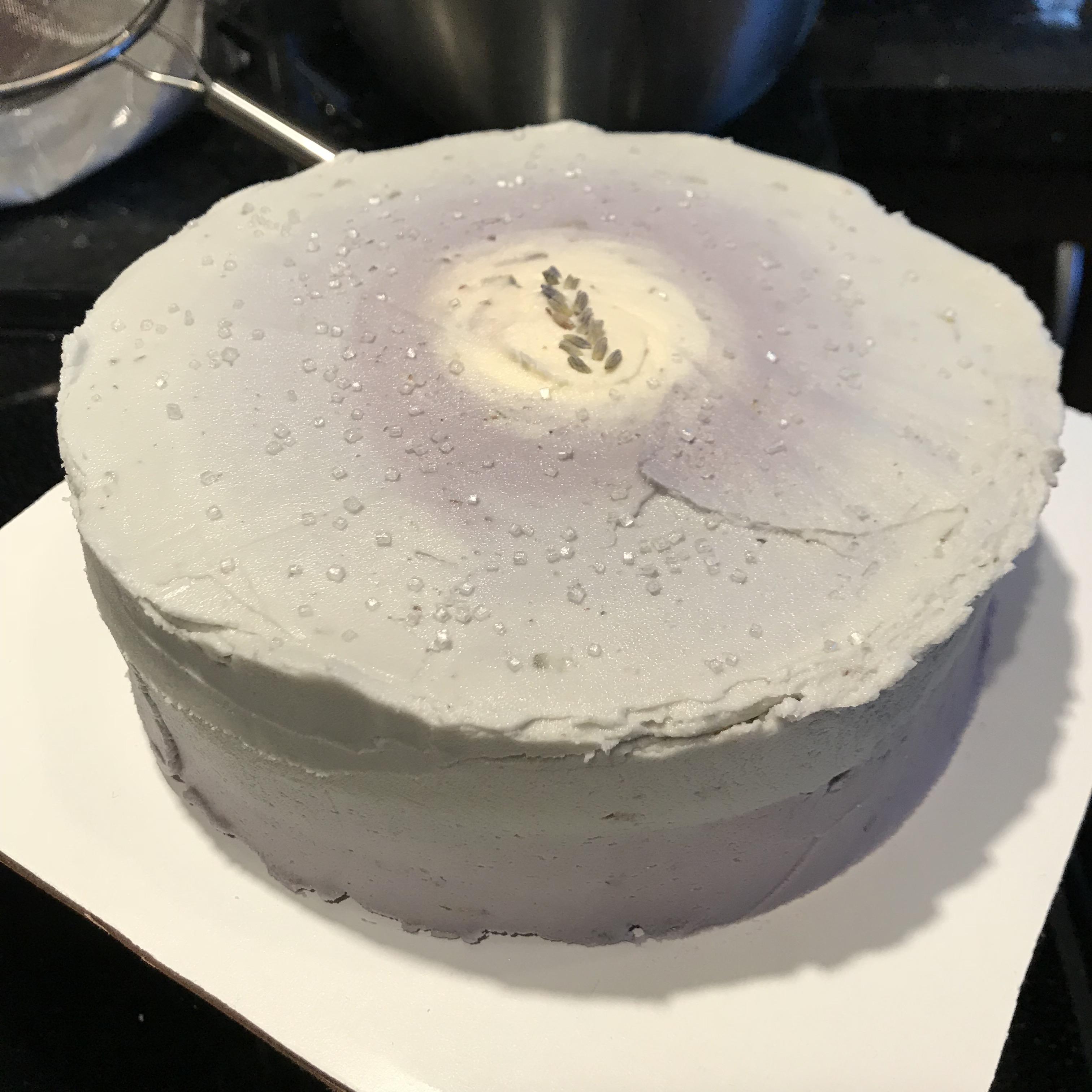 First attempt at gradient frosting! Earl grey cake with lavender