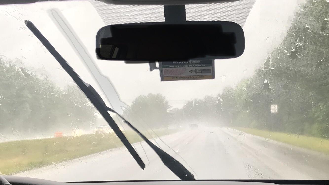 Our windshield wipers were going so fast that my camera caught it in