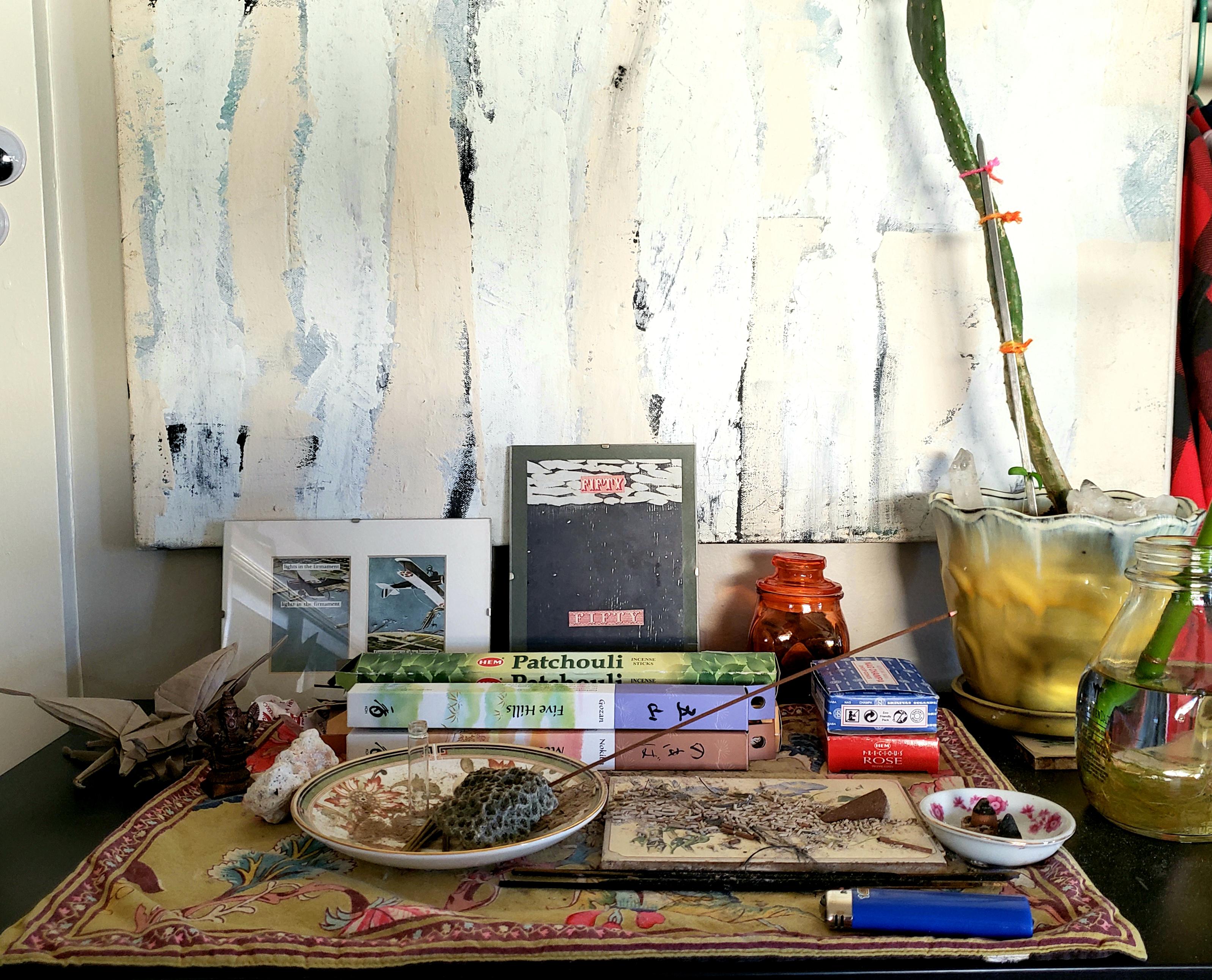My little improvised incense area and beginner collection! r/Incense
