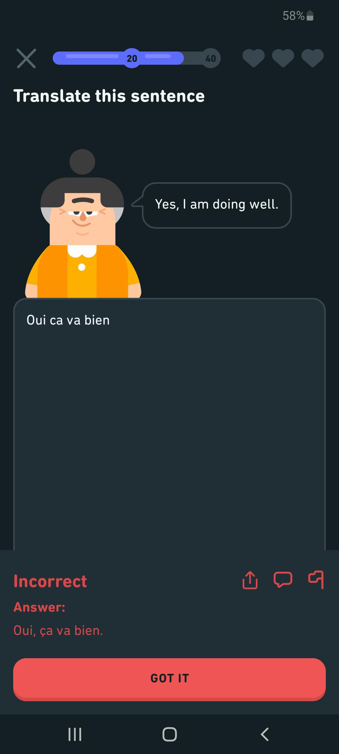 Why Is This Wrong French duolingo