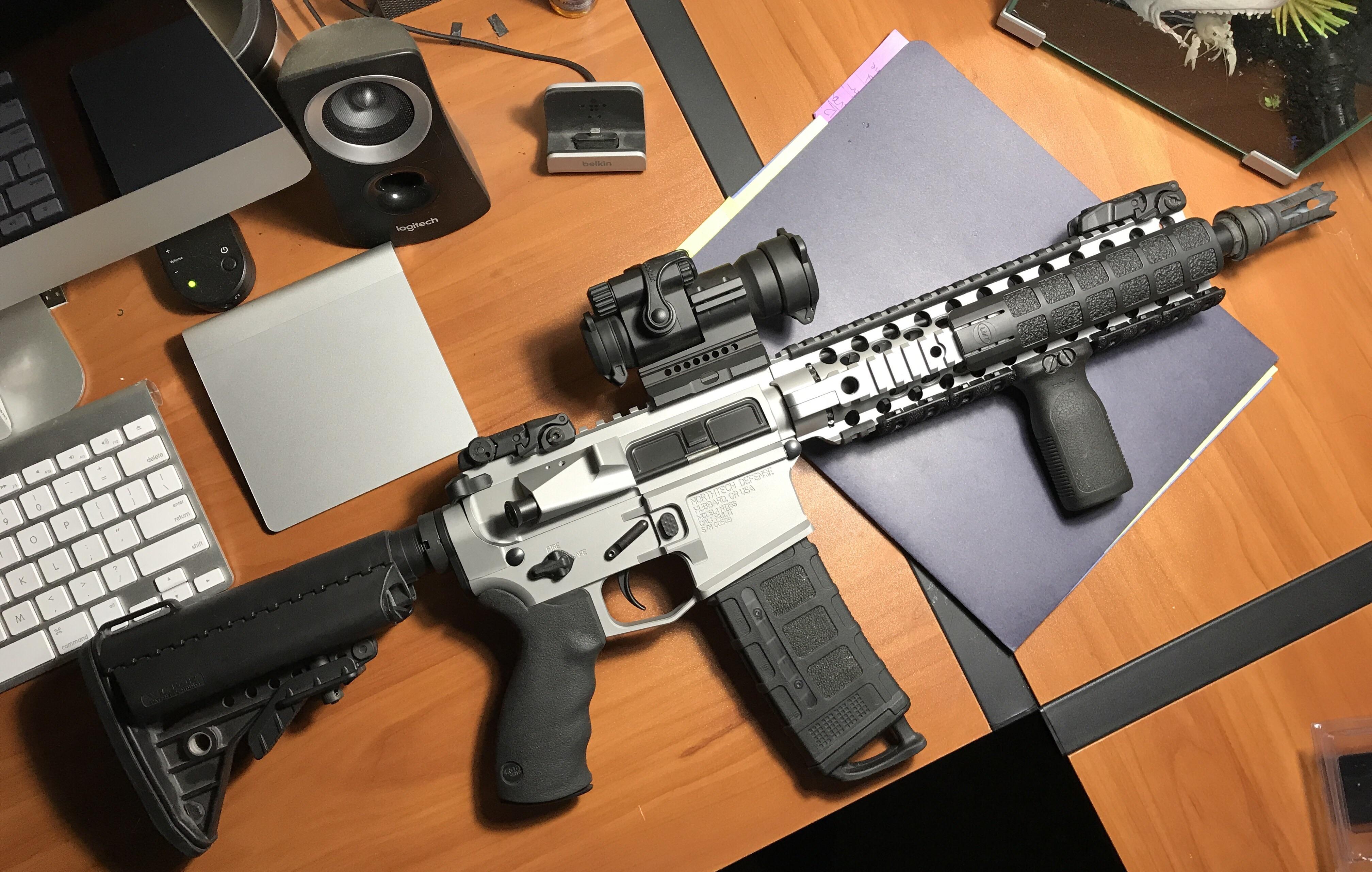 Diamond plate grey with a little black duracoat r/ar15