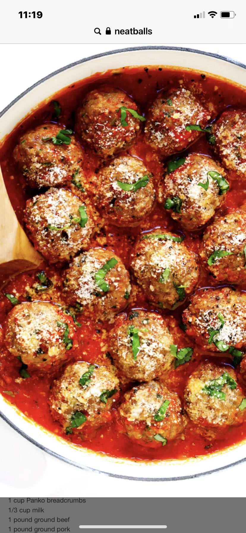Yummy MEATBALLS!! Mix One pound ground meat. 1 egg, 1 cup Panko bread