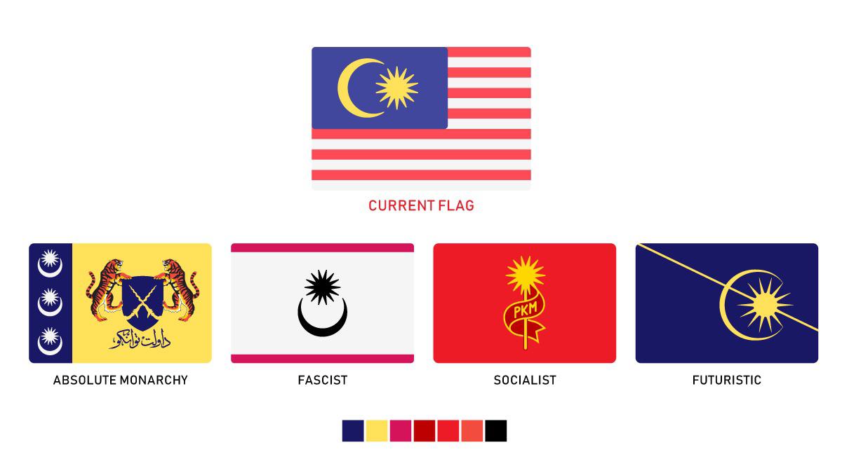 Redesigned flag of Malaysia into 4 different flavour. Credit