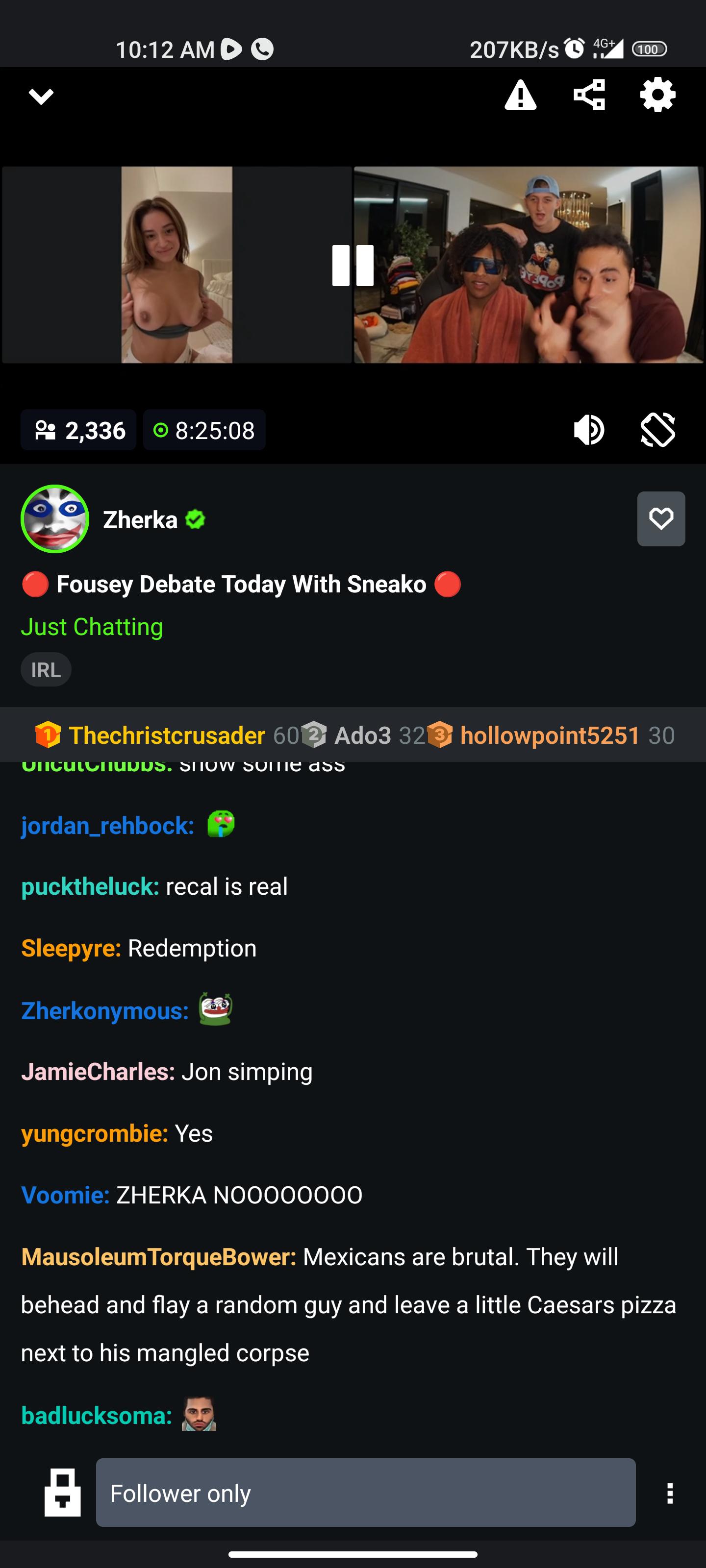 OF showed her tities on Zherka's kick stream : Destiny