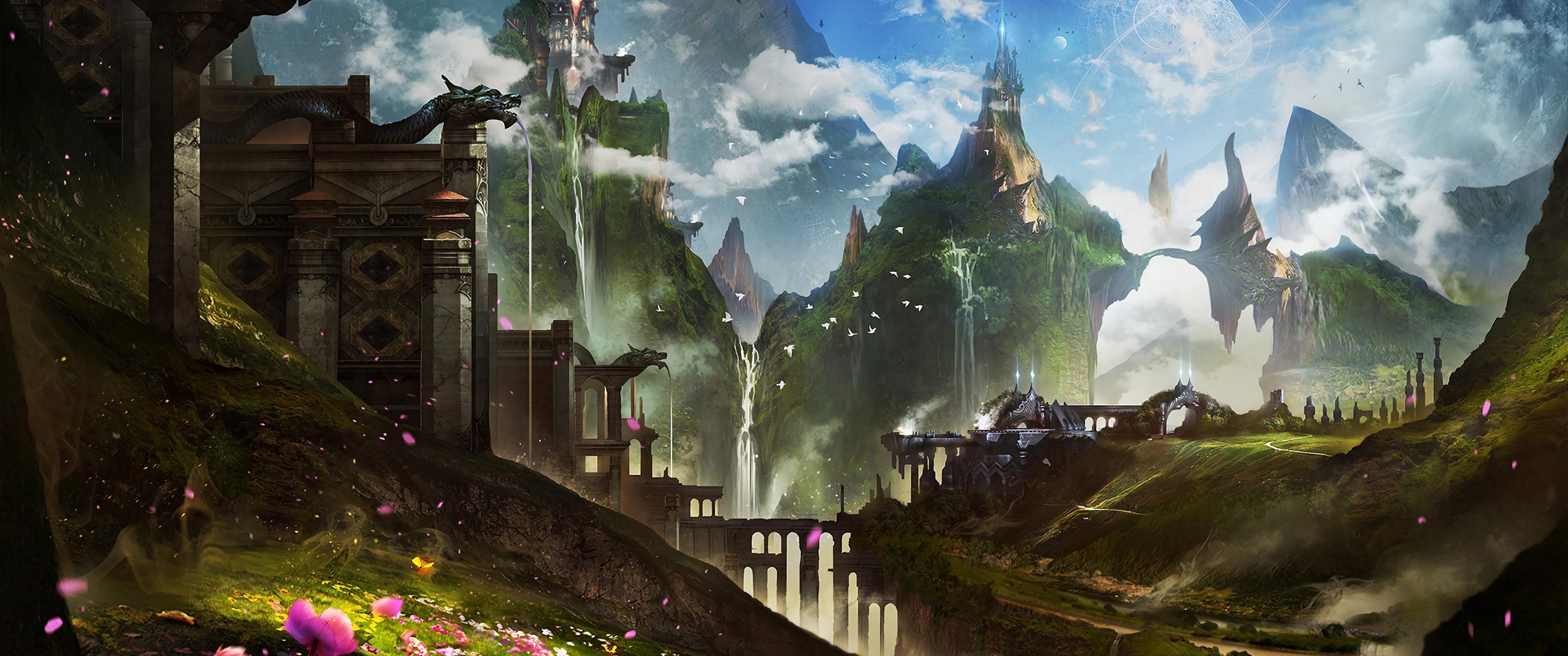 Fantastic city by Lina Sidorova 3440 x 1440 r/WidescreenWallpaper