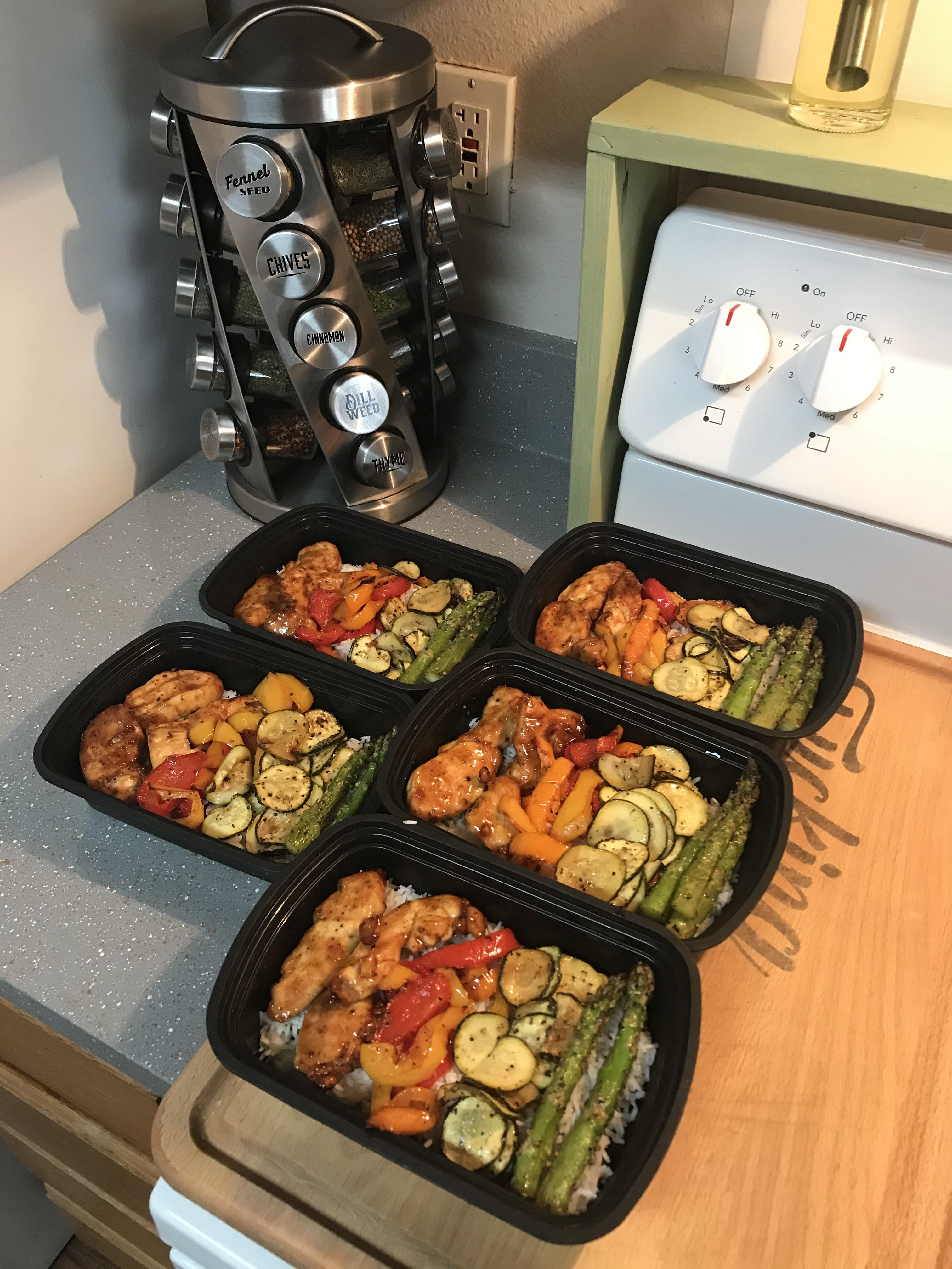 Everything but the rice underneath was air fried. Made my meal prep