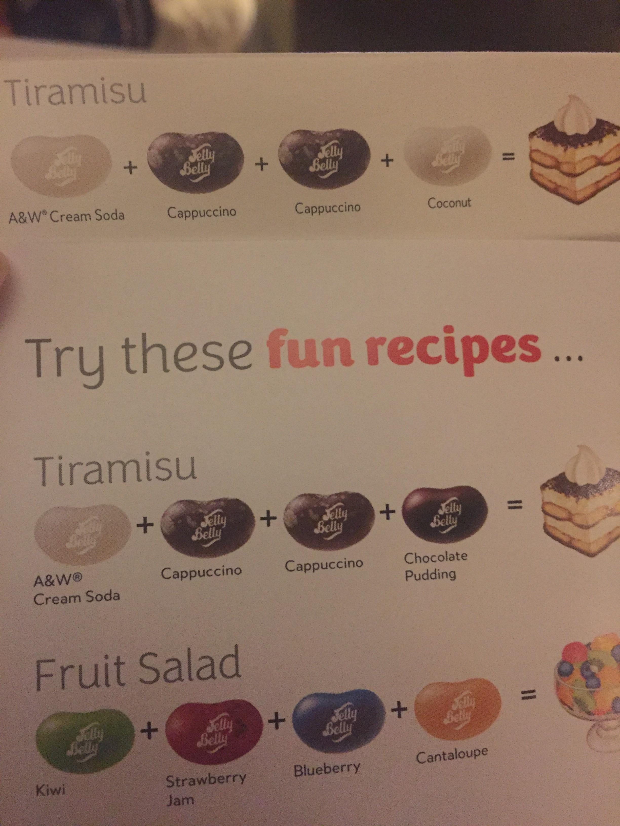 Jelly belly gave me two different recipes for Tiramisu r
