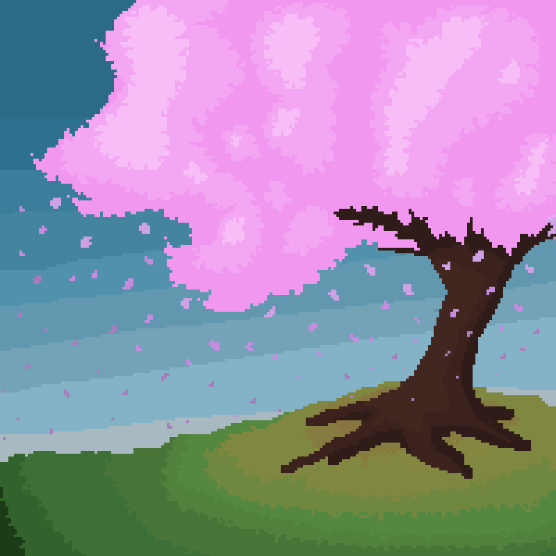[OC] [CC] [NEWBIE] generic cherry blossom tree r/PixelArt