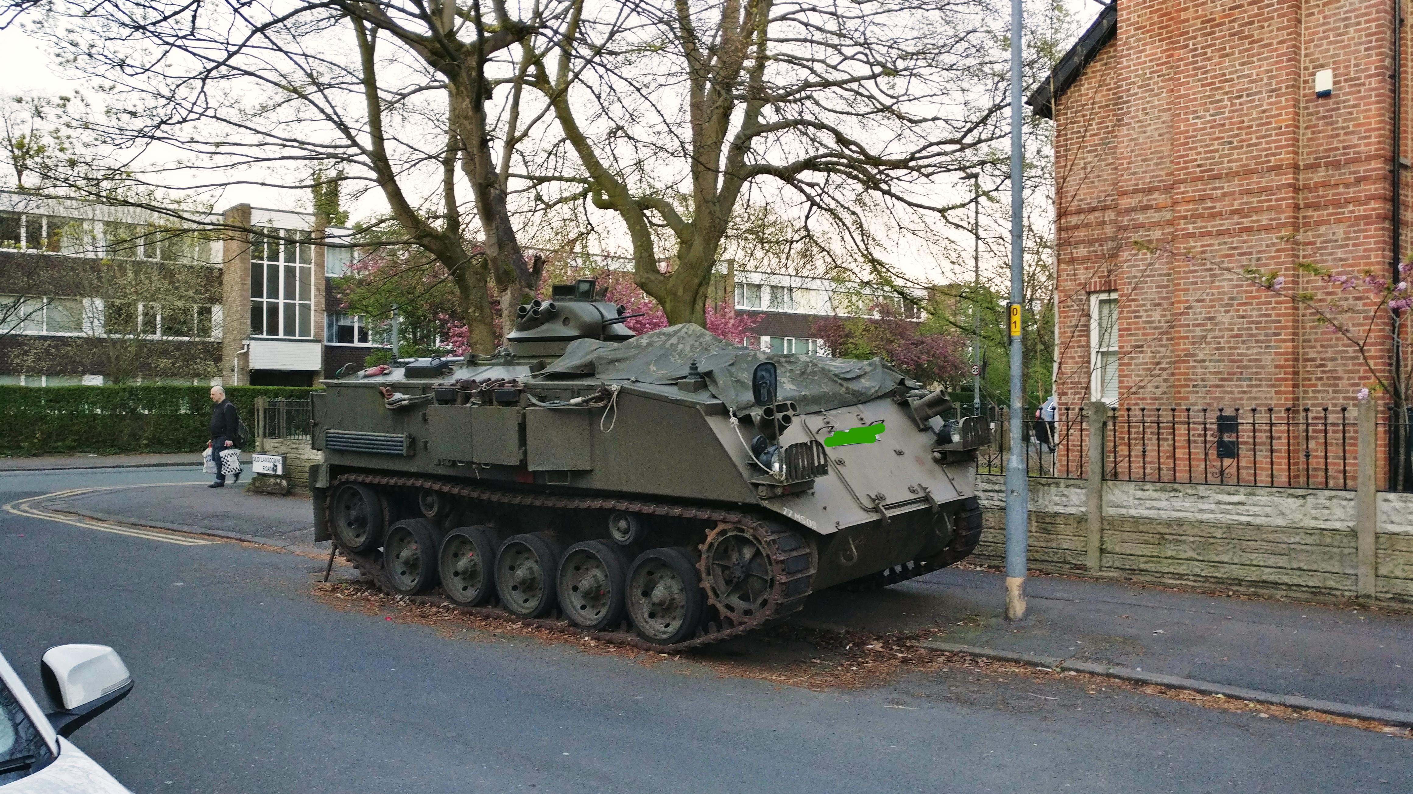 This tank in Manchester, residents have complained but they don't have to move it because its