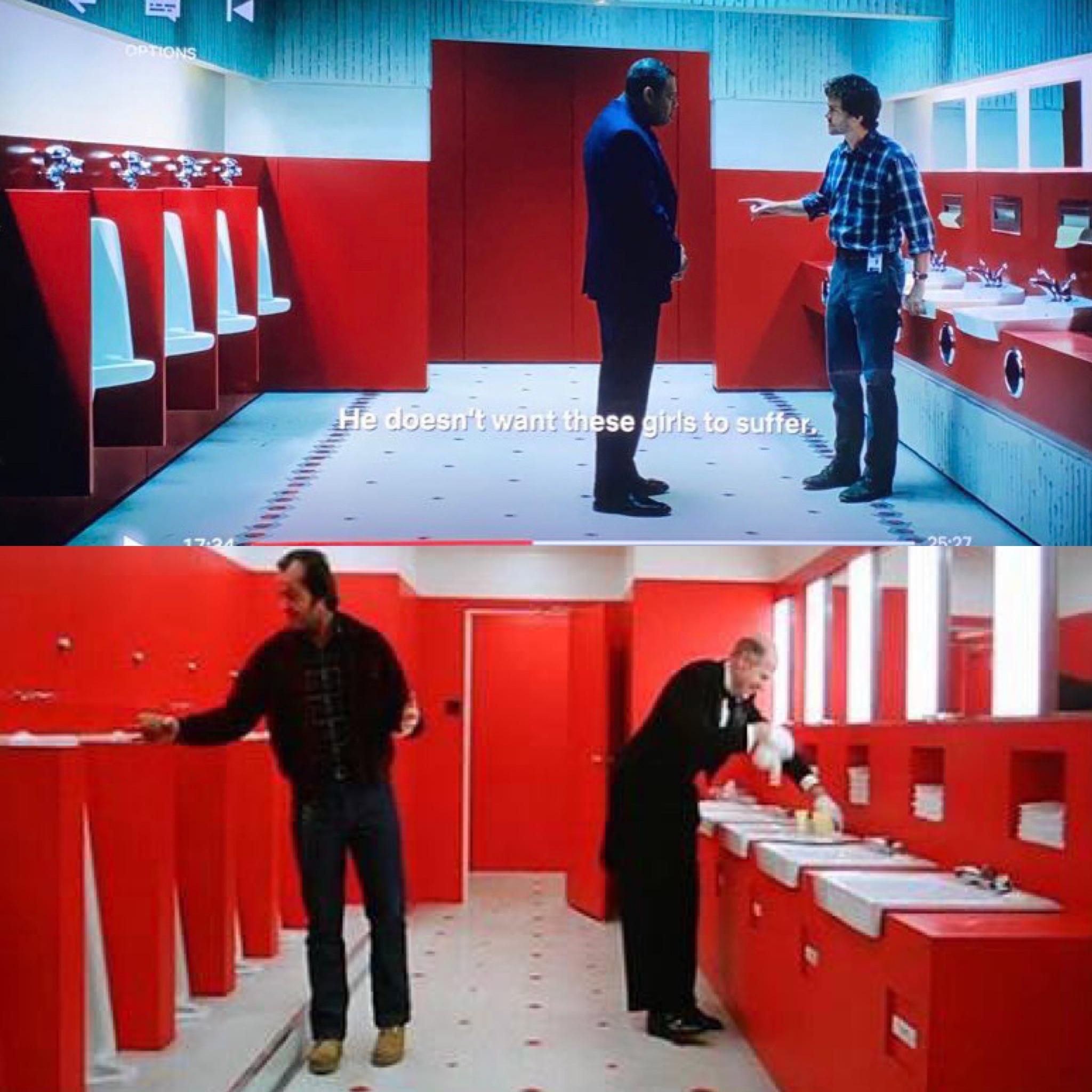 The bathroom in the first episode of the Hannibal (2013) series has a