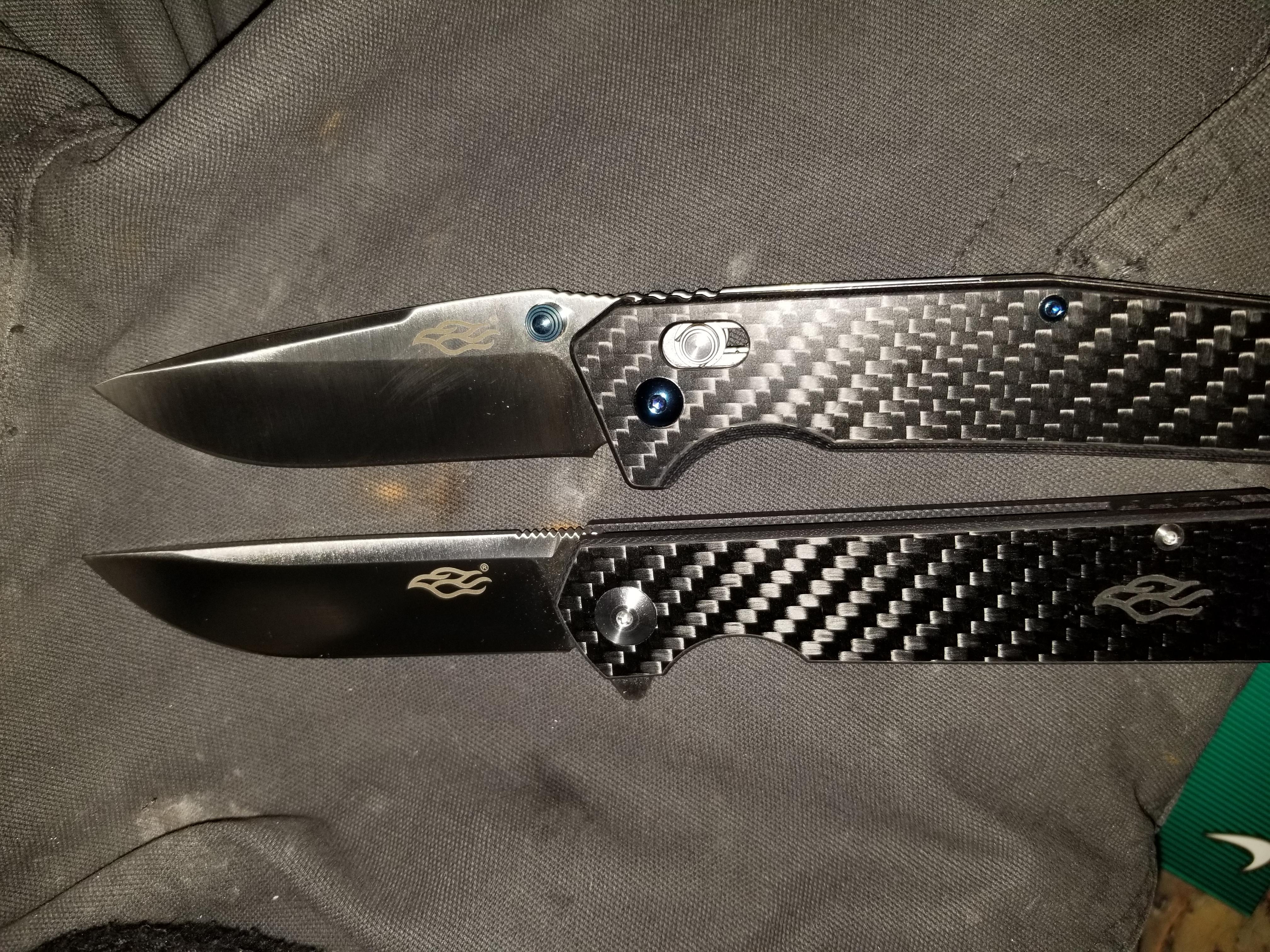 My new (budget oriented) EDC; FH11 CF, and a backup with axis lock
