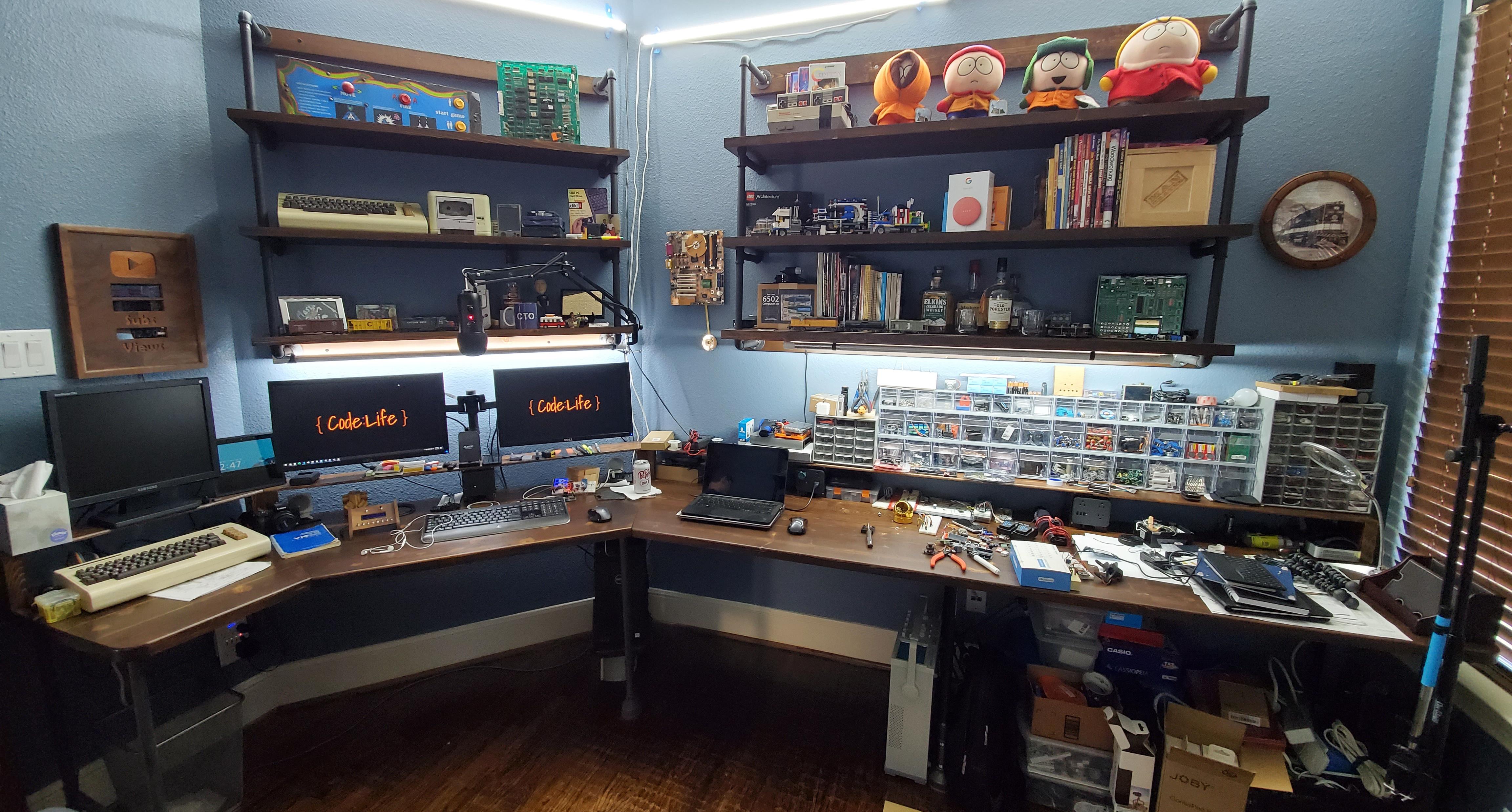My happy place to work on electronics and program. I built the desk and shelves to have a lot of