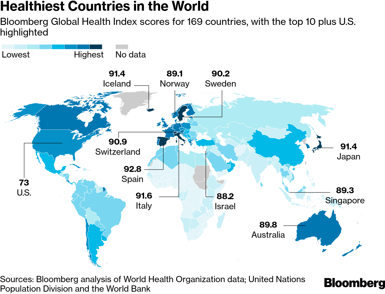 Healthiest countries in the world r/MapPorn